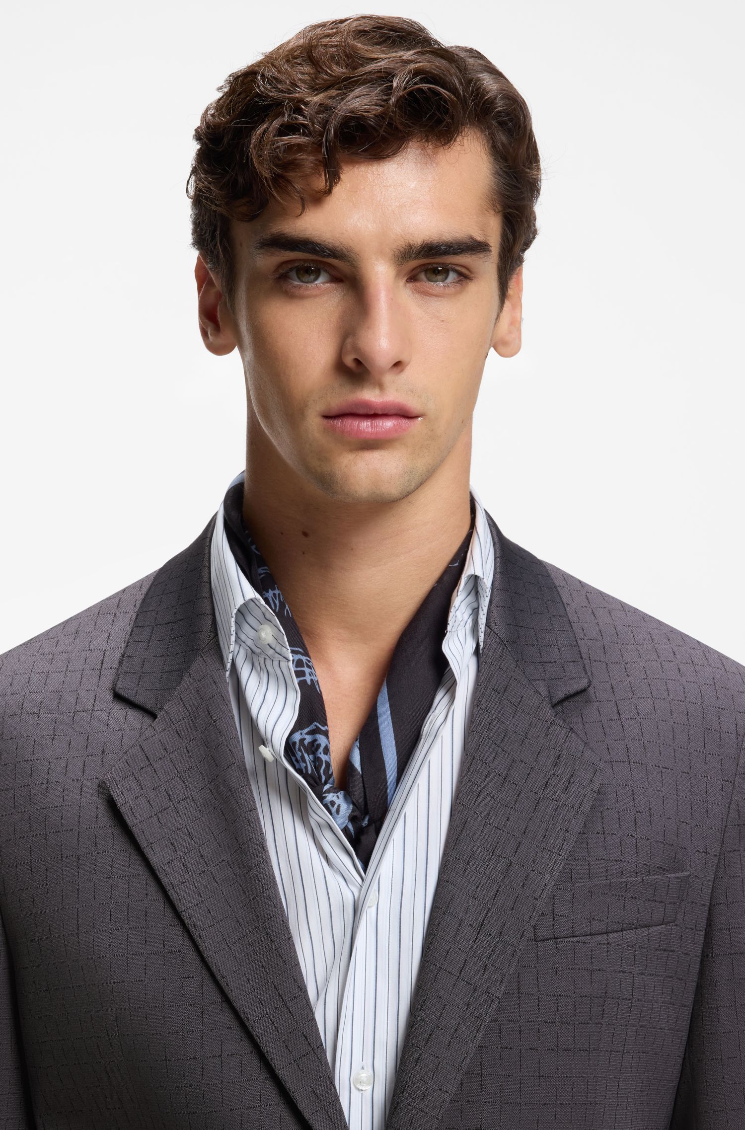 【HUGO雨果】格纹弹力面料现代版型西装夹克