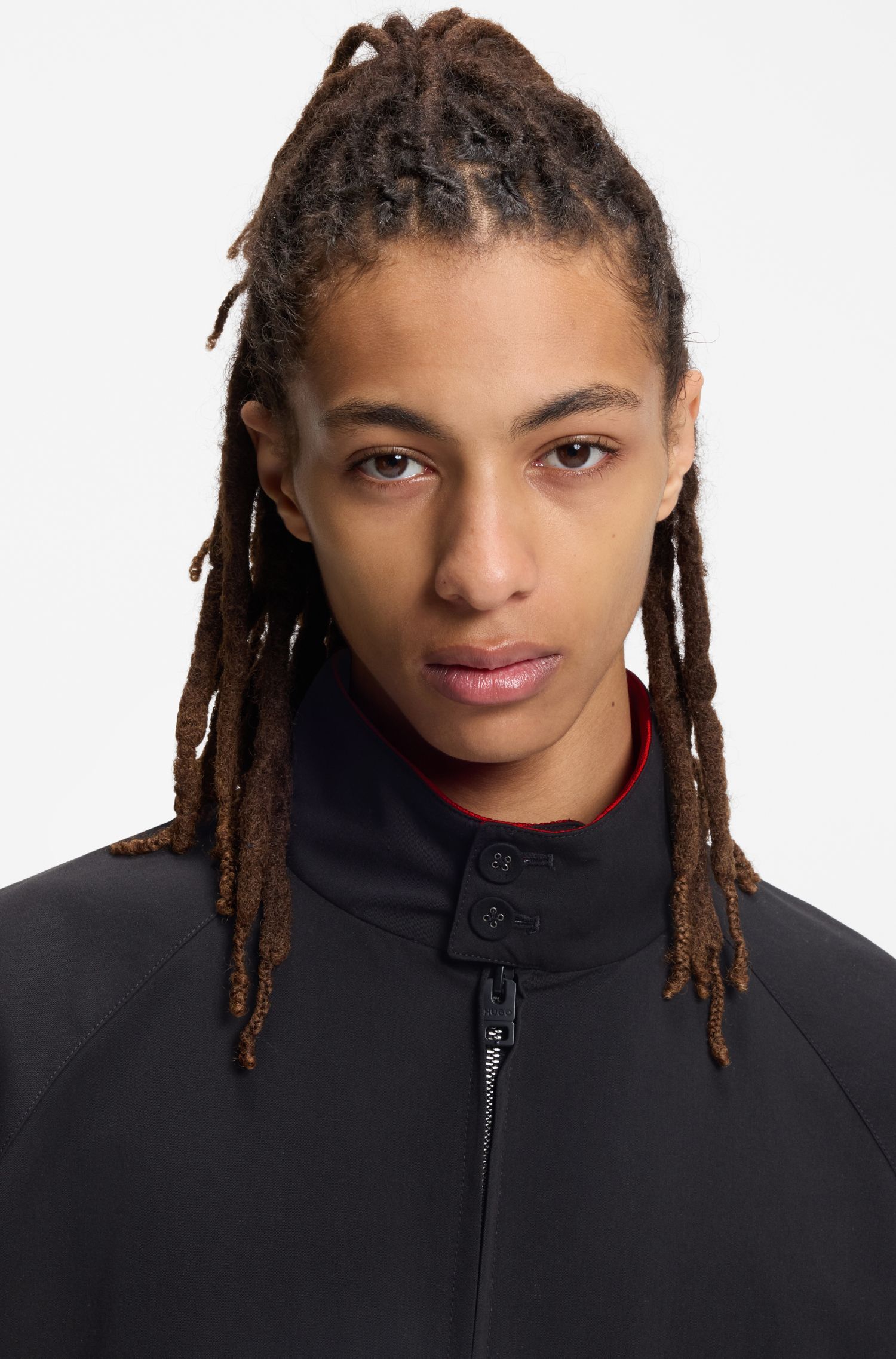 【HUGO雨果】纽扣立领斜纹飞行员夹克