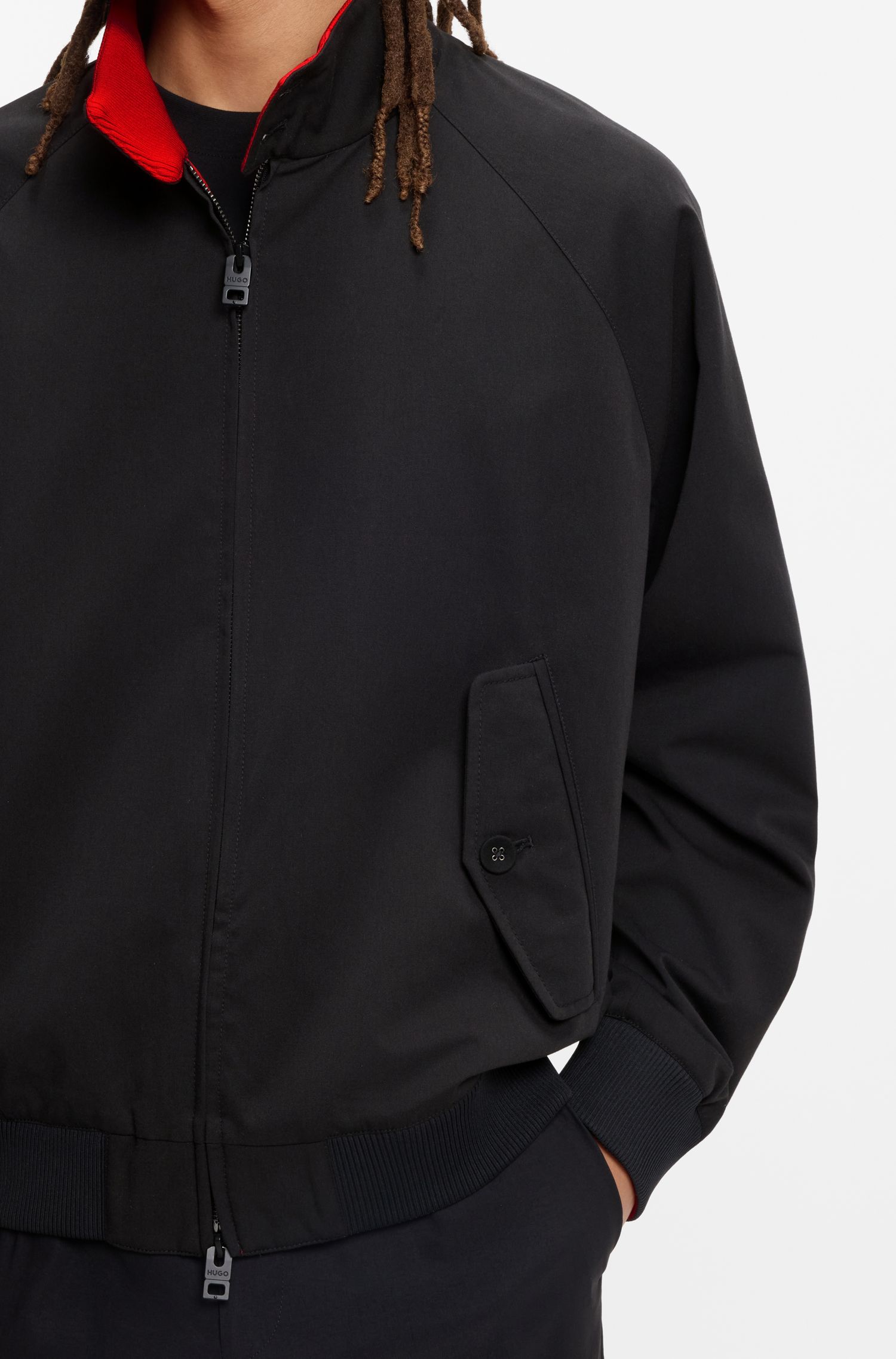 【HUGO雨果】纽扣立领斜纹飞行员夹克