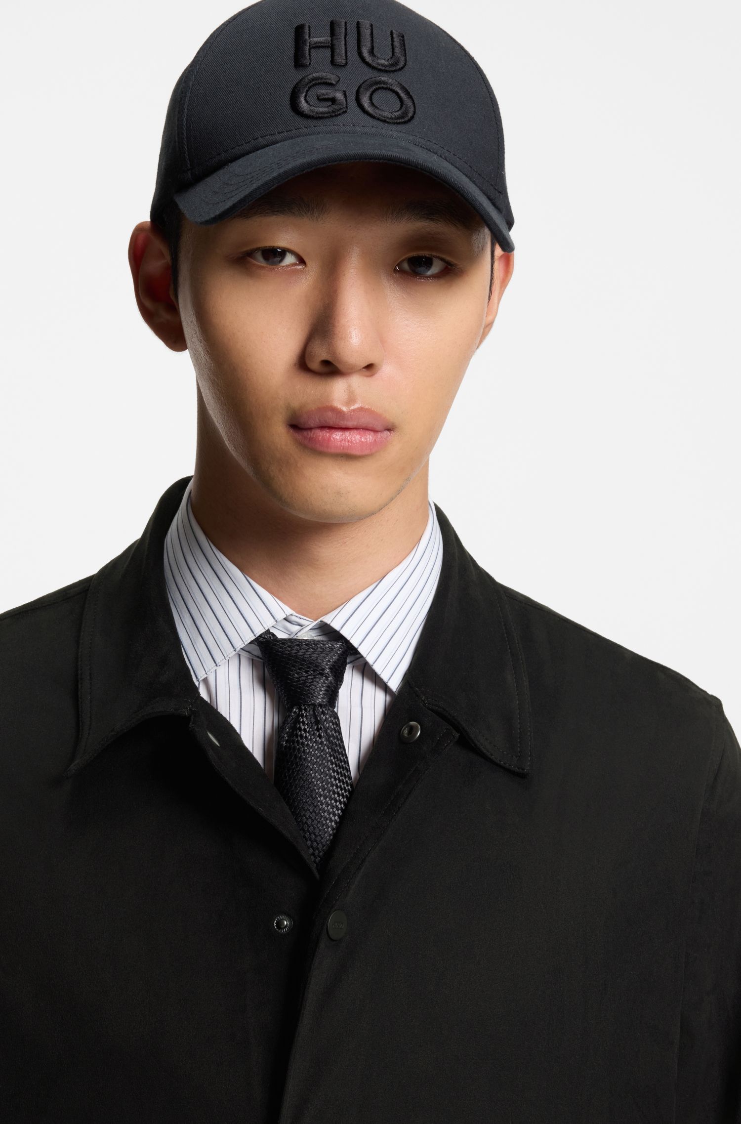 【HUGO雨果】侧口袋人造革宽大版型衬衫