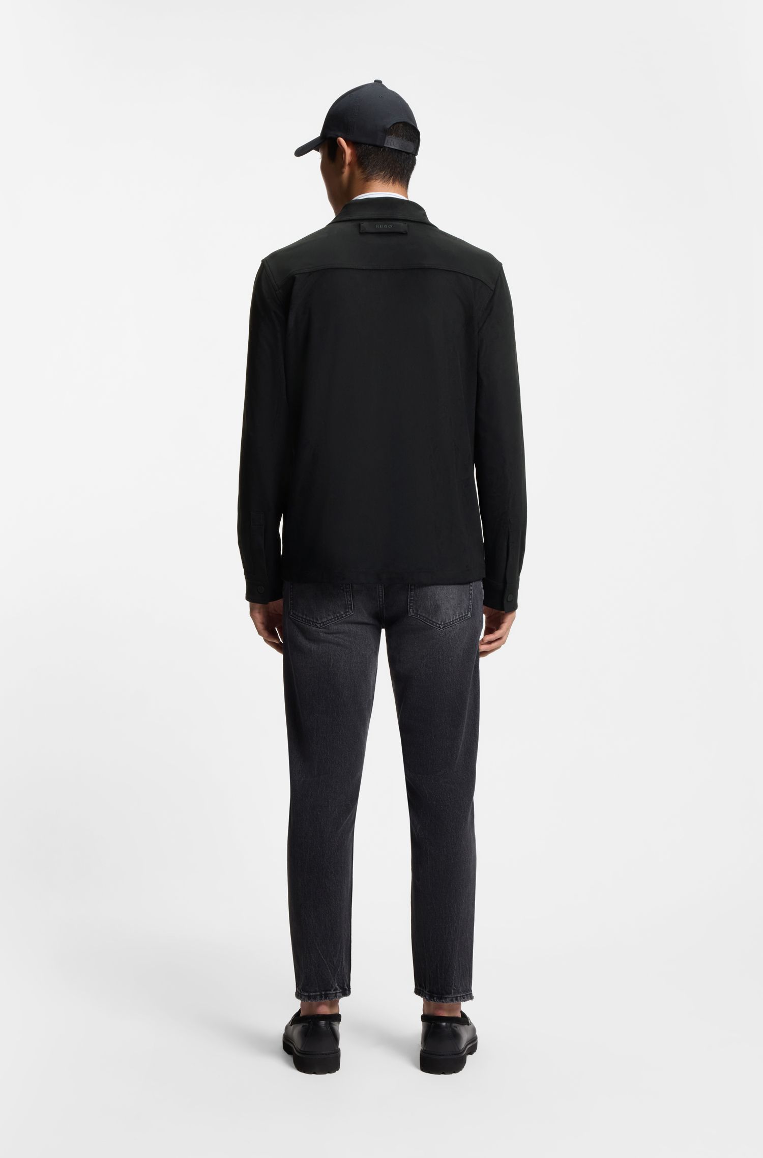 【HUGO雨果】侧口袋人造革宽大版型衬衫