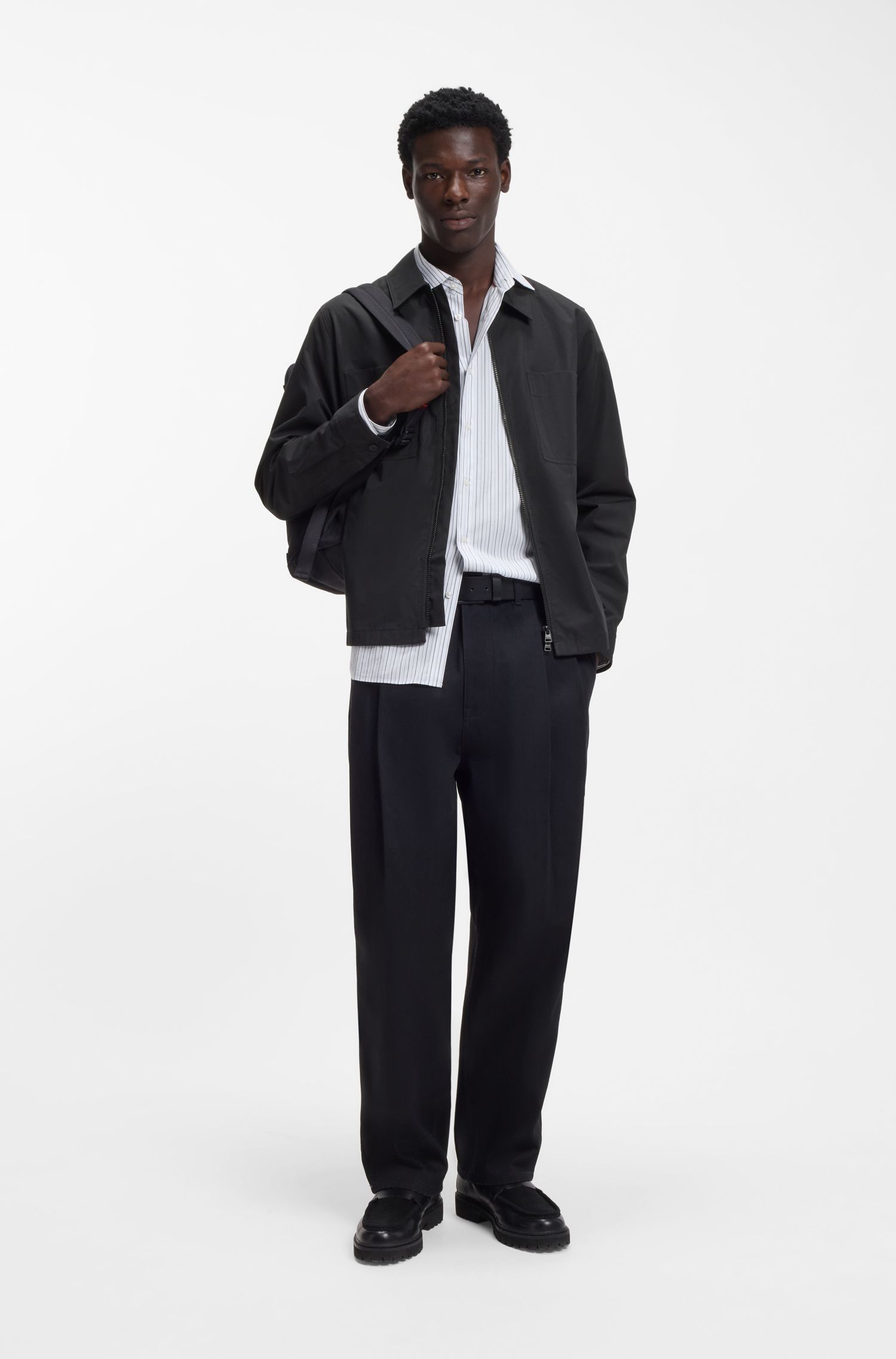 【HUGO雨果】棉质混纺宽大版型衬衫