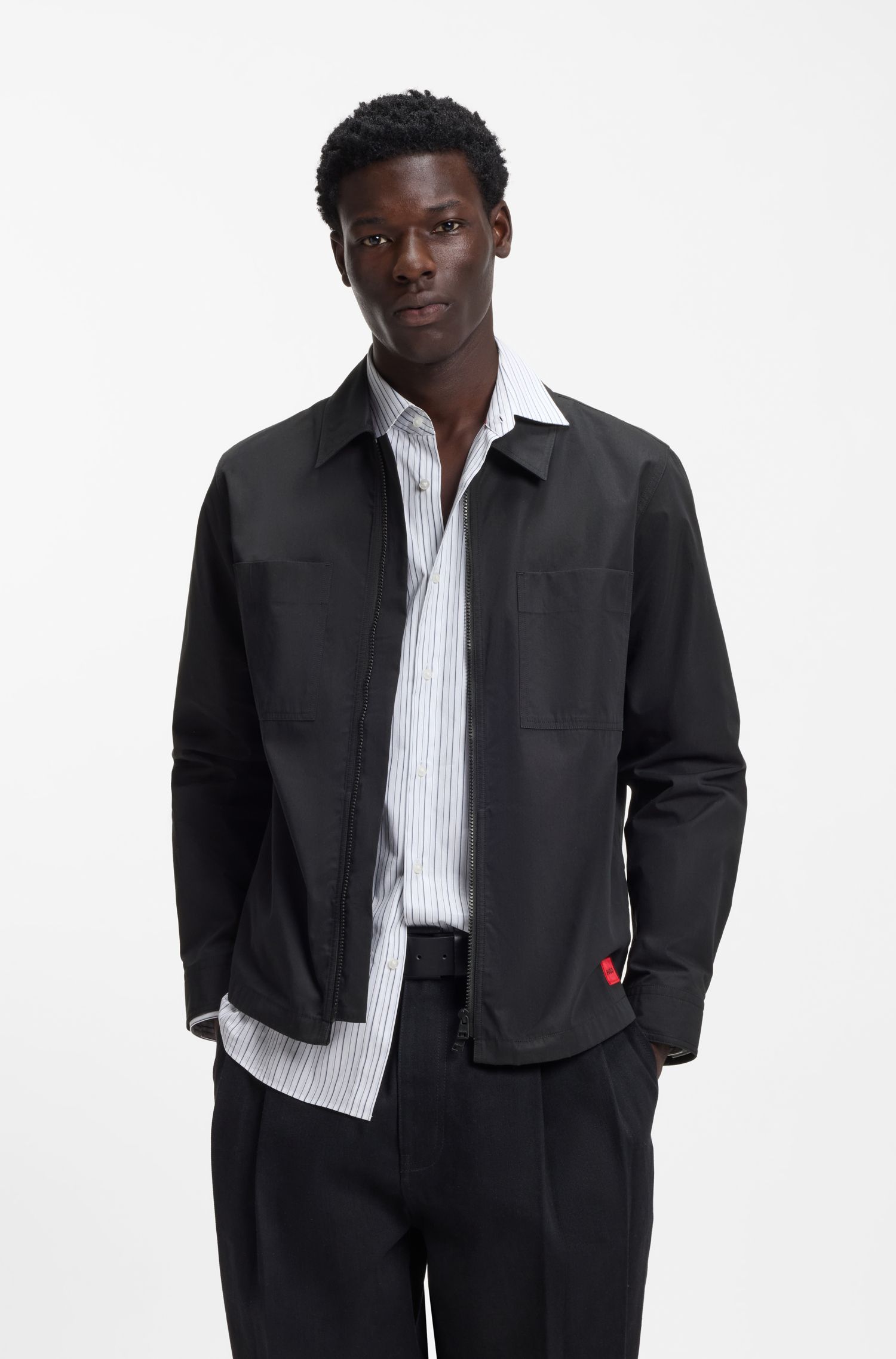 【HUGO雨果】棉质混纺宽大版型衬衫