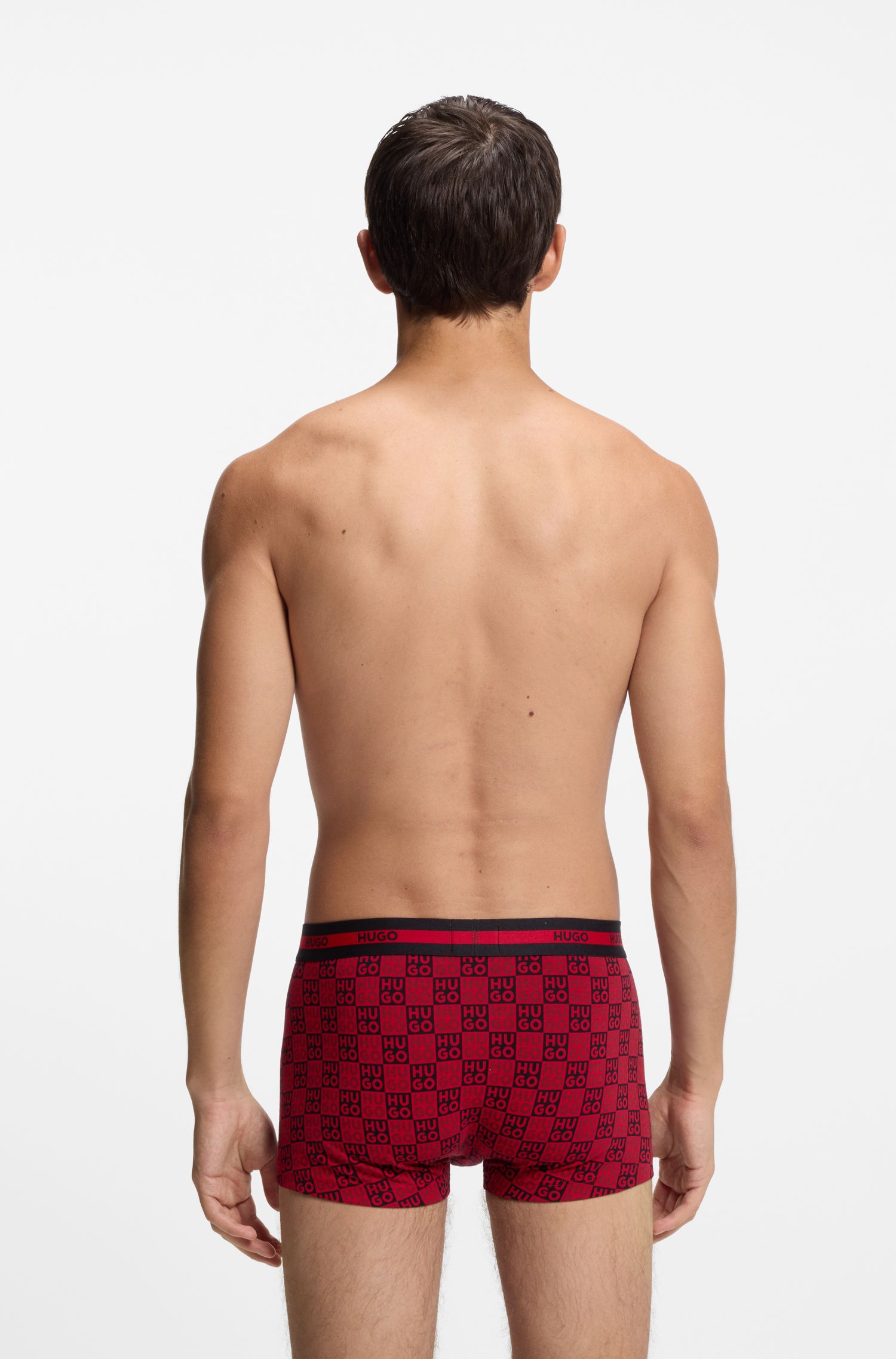 【HUGO雨果】弹力棉经典款平角内裤三条装