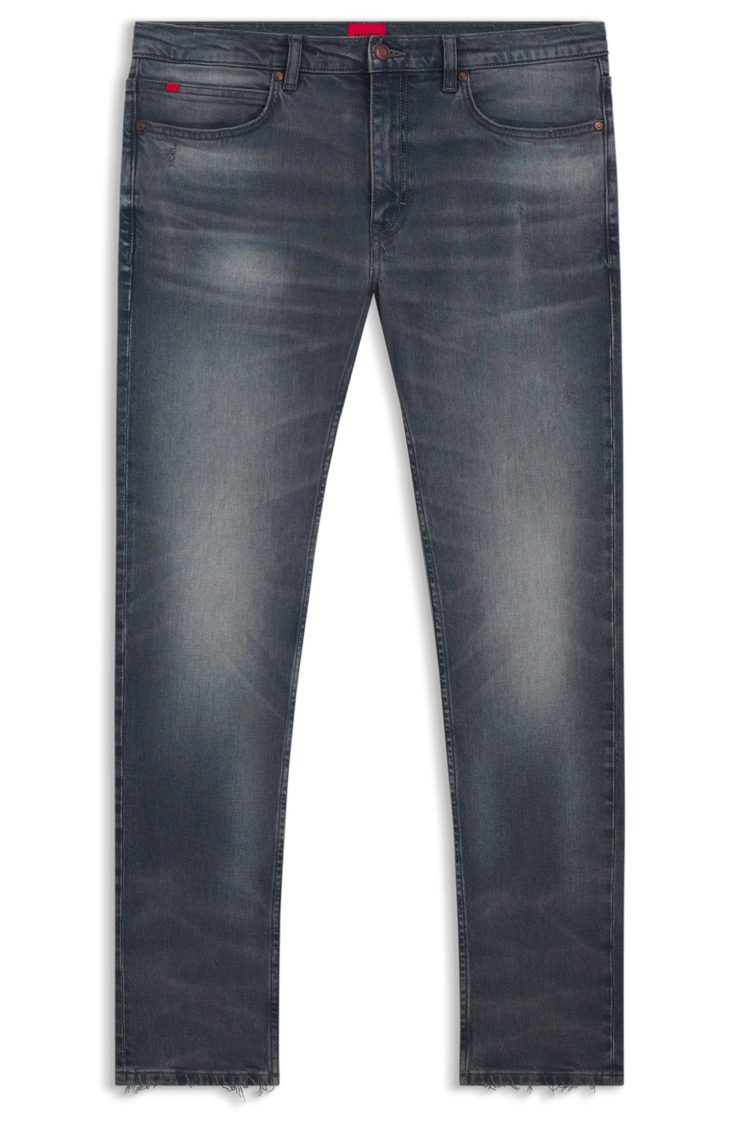 【HUGO雨果】灰蓝色弹力超修身牛仔裤