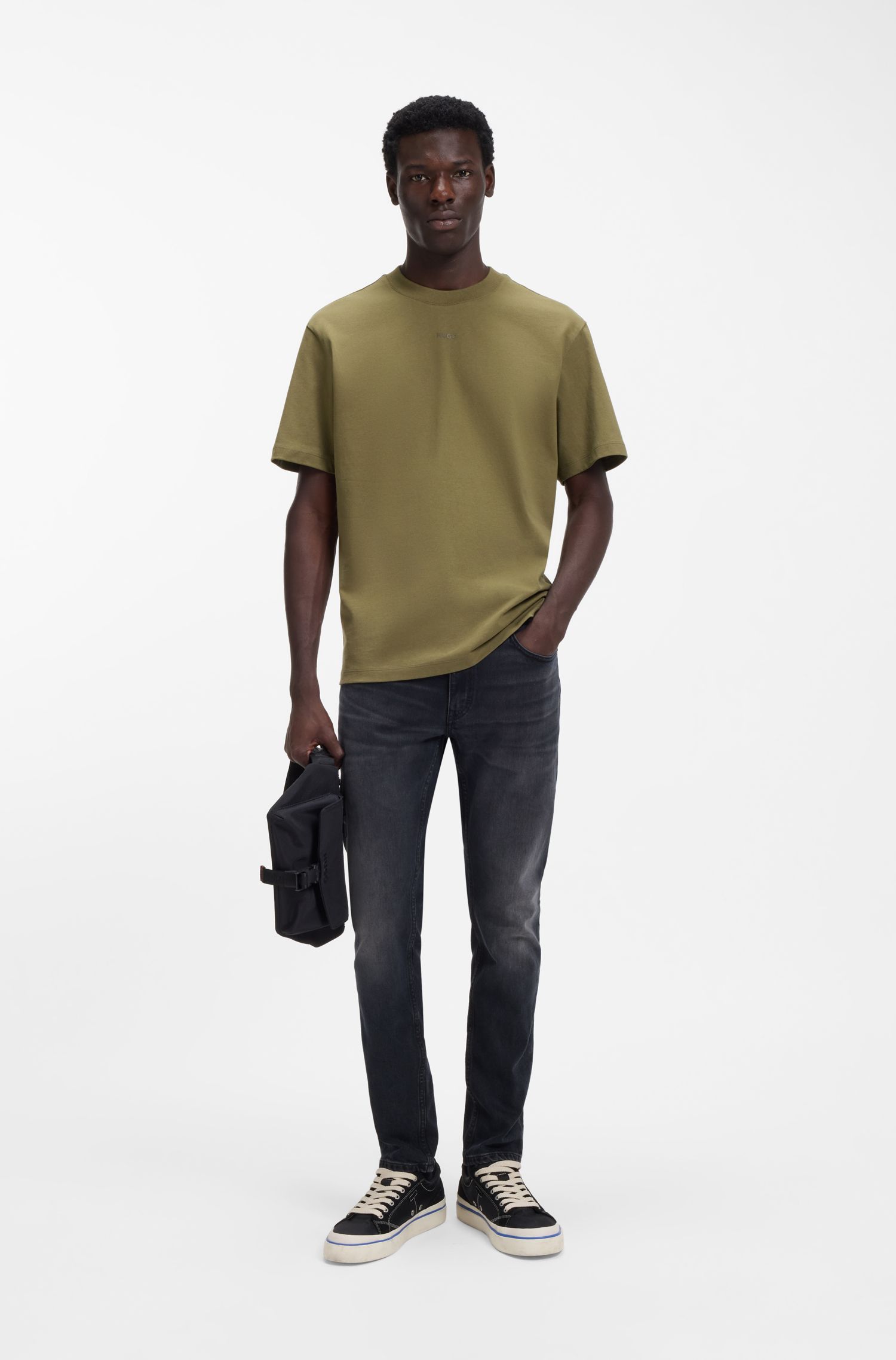 【HUGO雨果】灰蓝色弹力超修身牛仔裤