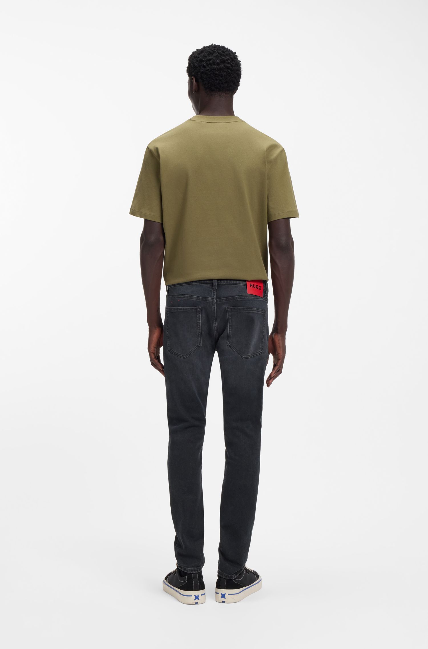 【HUGO雨果】灰蓝色弹力超修身牛仔裤