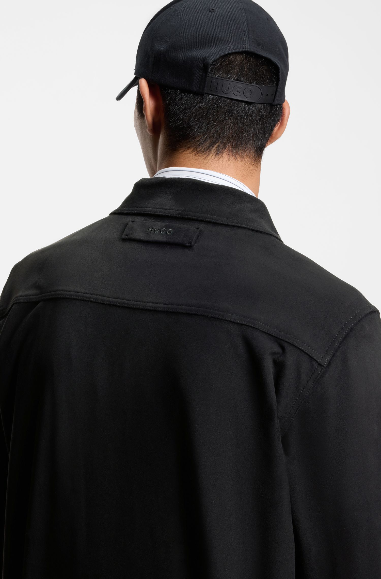 【HUGO雨果】侧口袋人造革宽大版型衬衫