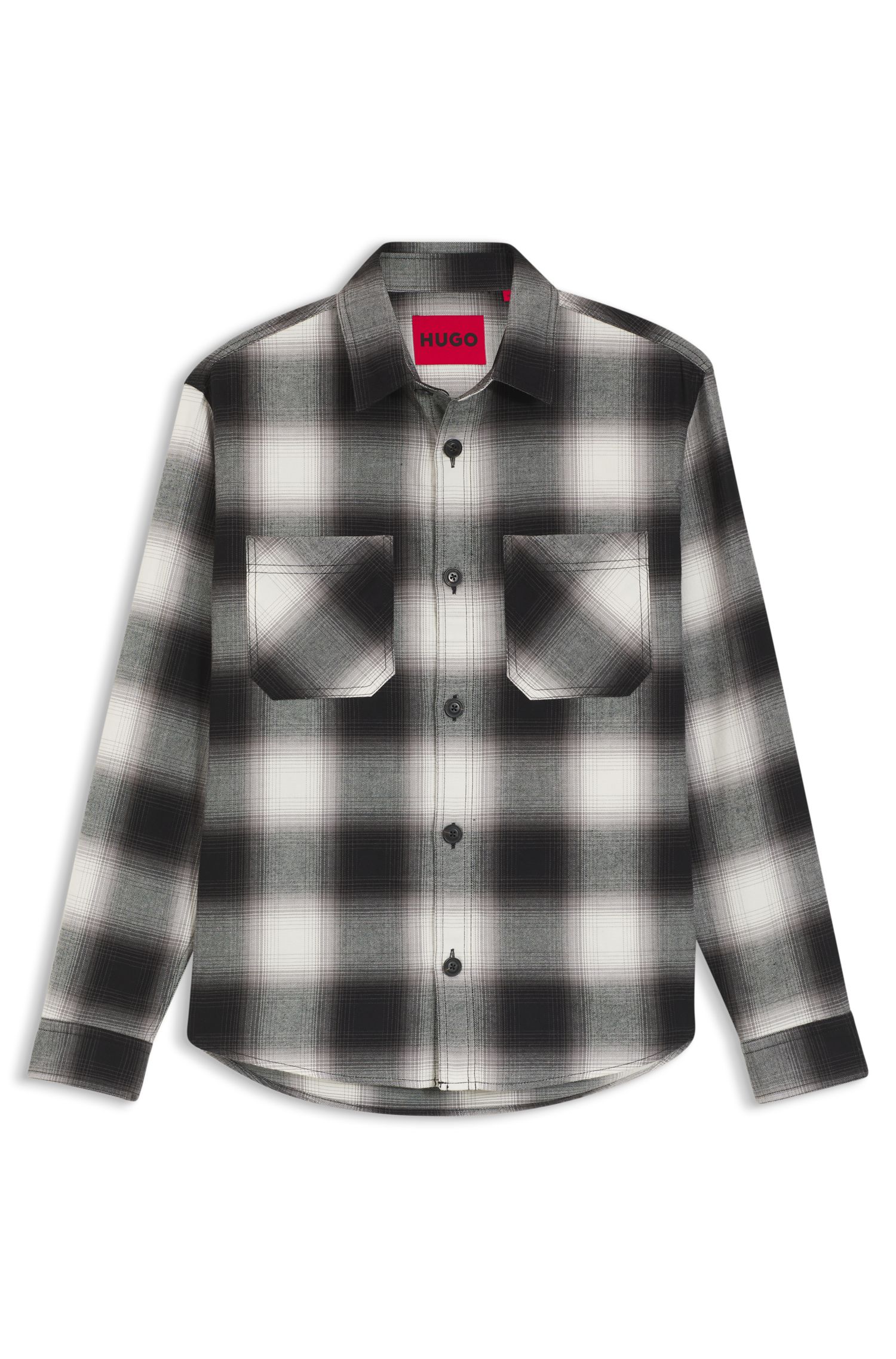 【HUGO雨果】格纹棉质斜纹布宽大版型衬衫