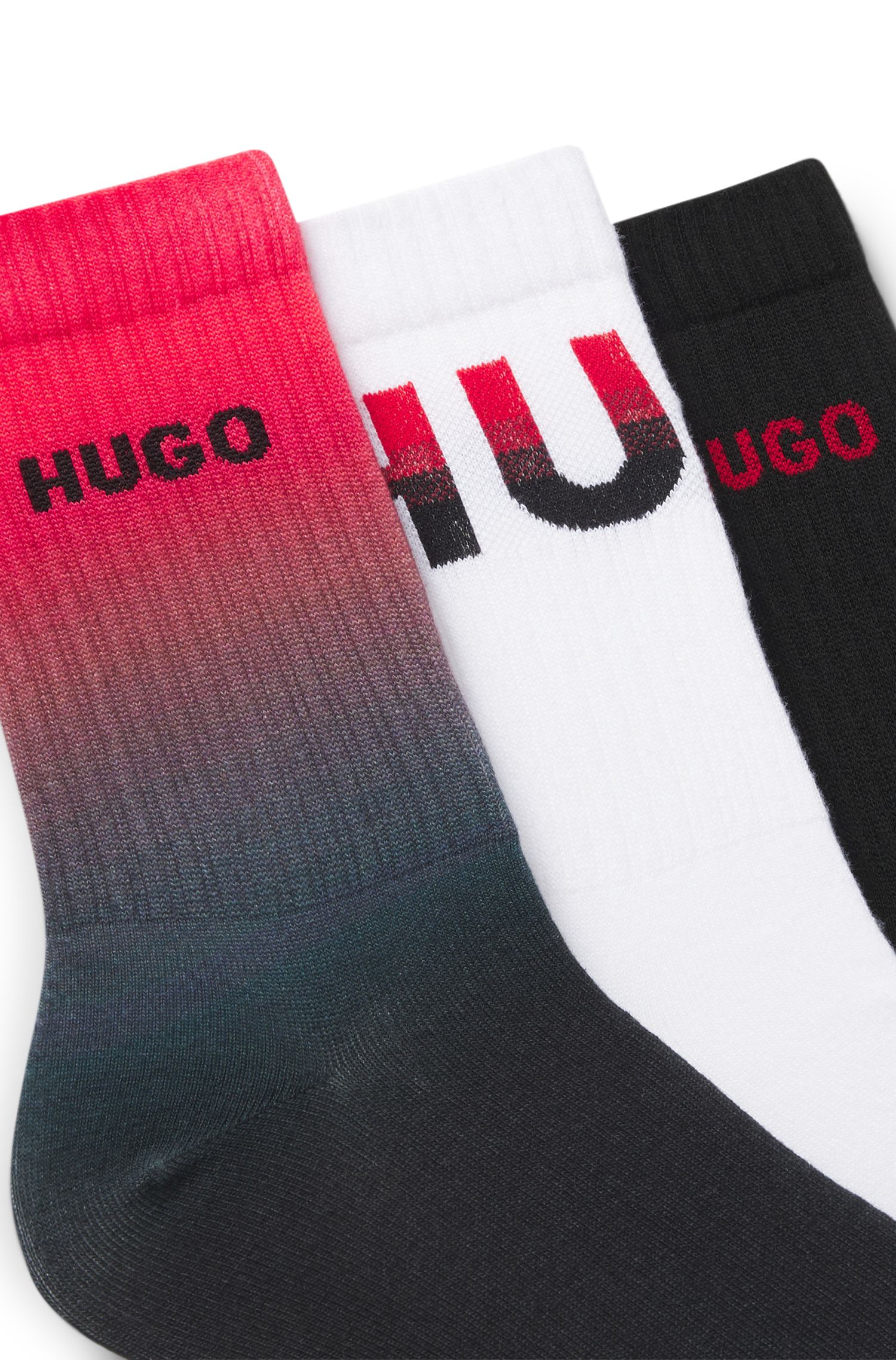 【HUGO雨果】徽标饰短袜三双装