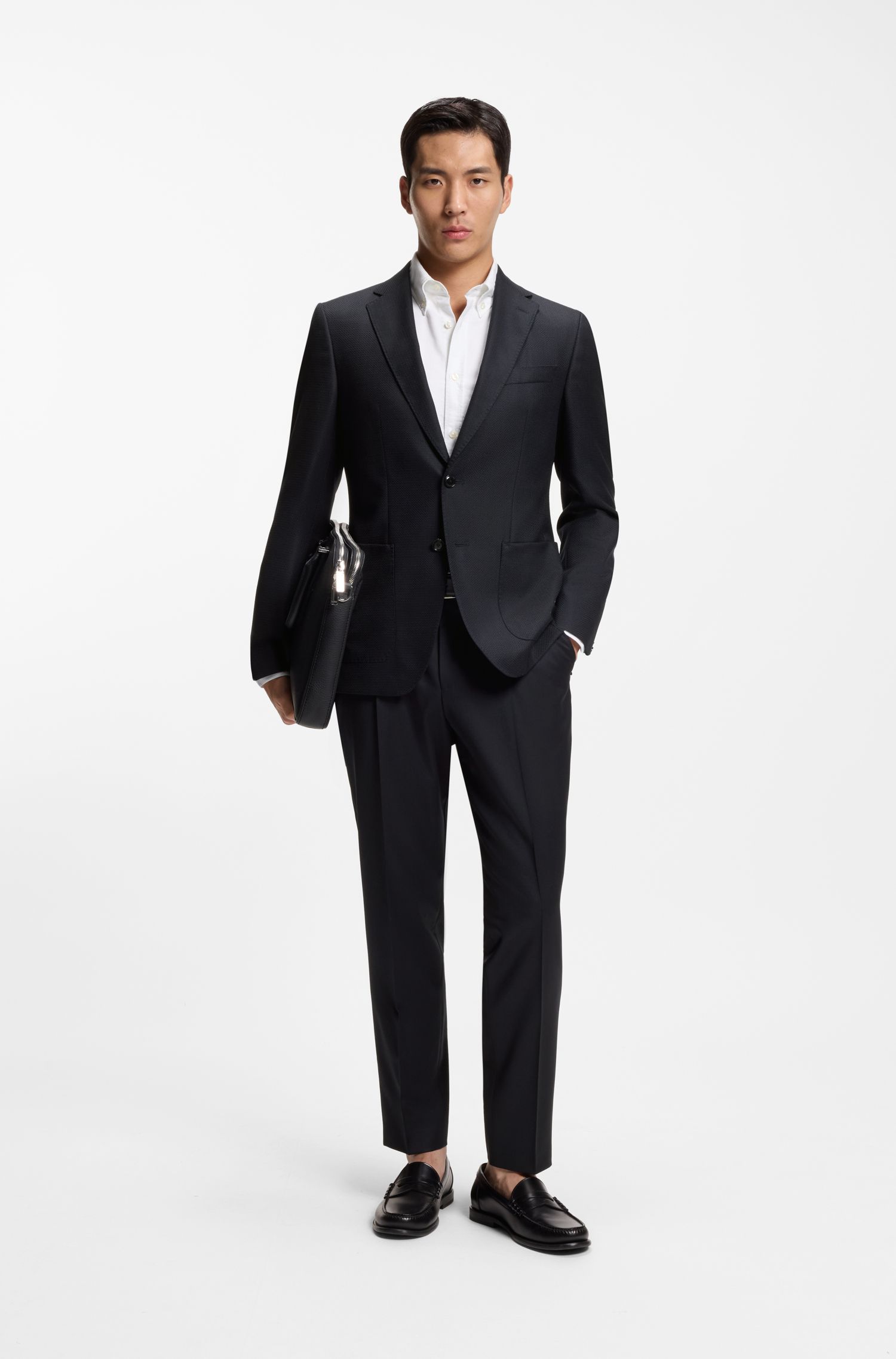 【BOSS博斯】图案装饰羊毛常规版型西装外套