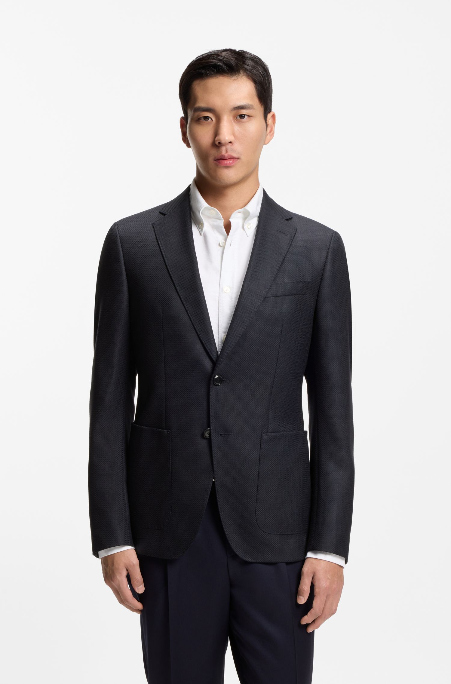 【BOSS博斯】图案装饰羊毛常规版型西装外套