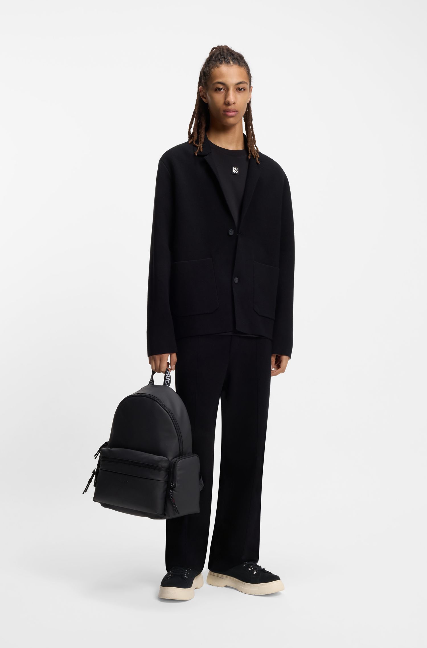 【HUGO雨果】拉链侧袋双肩背包