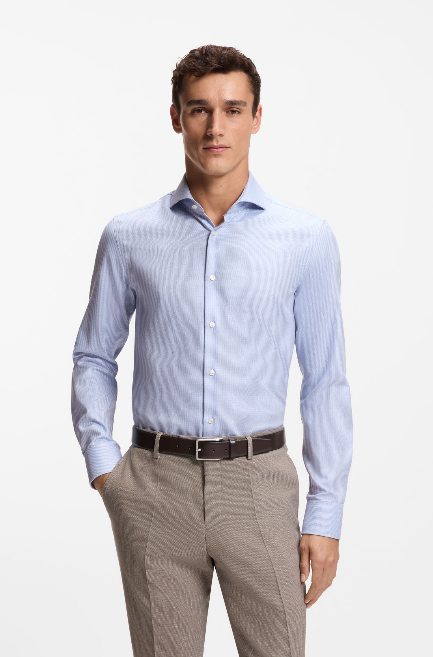 【BOSS博斯】挺括棉质修身衬衫