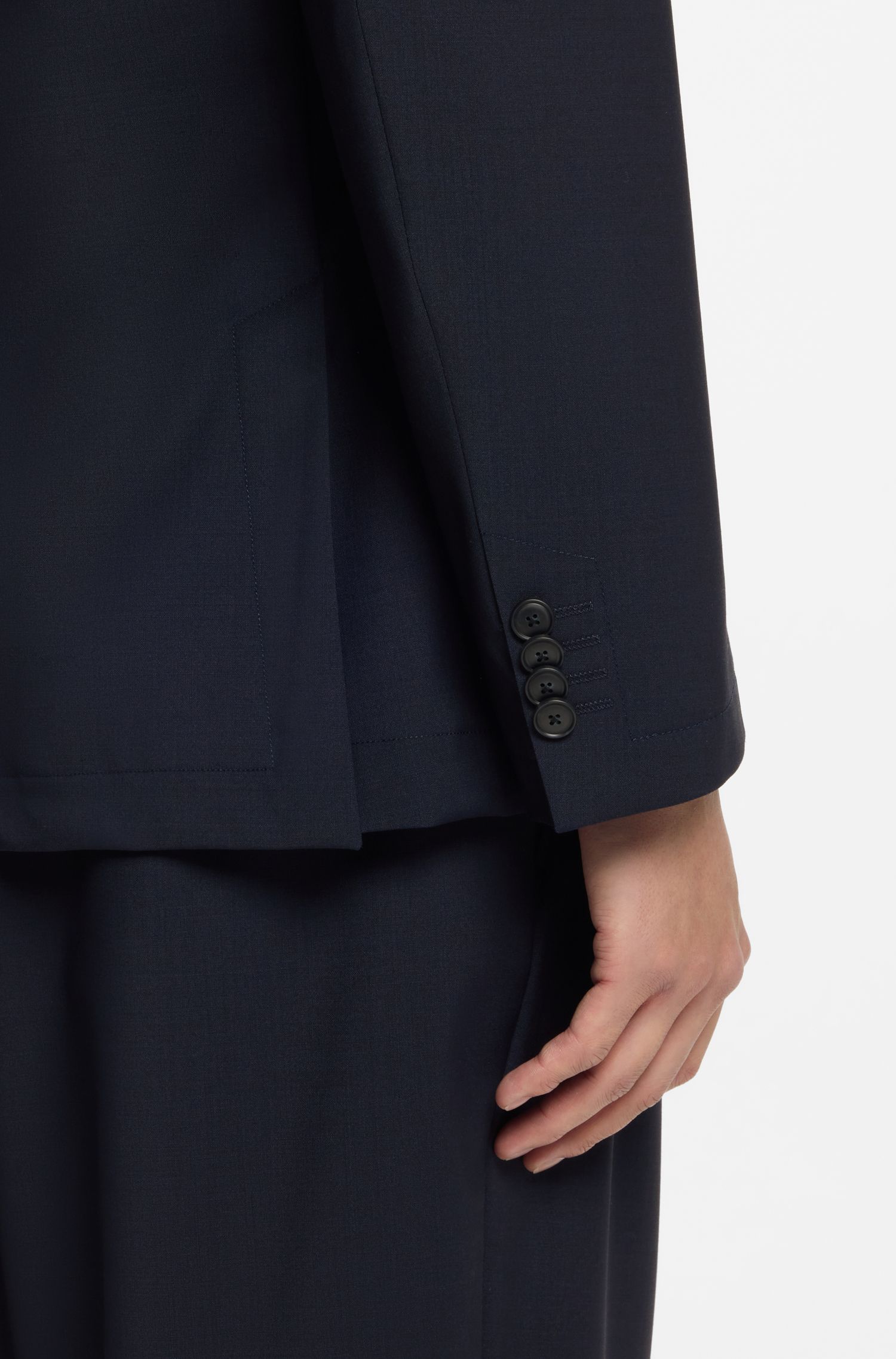 【BOSS博斯】羊毛混纺可水洗修身西装外套