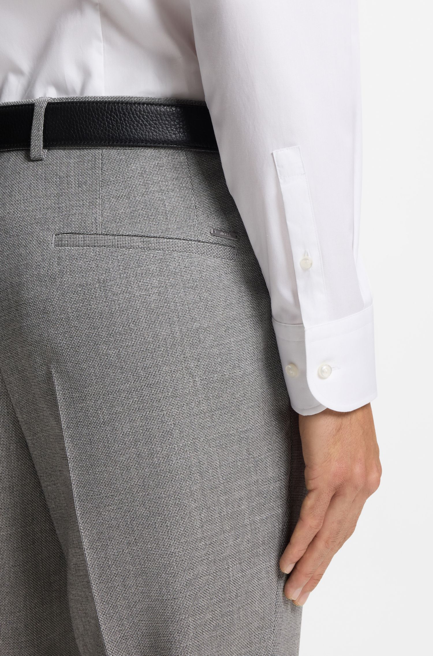 【BOSS博斯】易熨烫棉质府绸修身衬衫