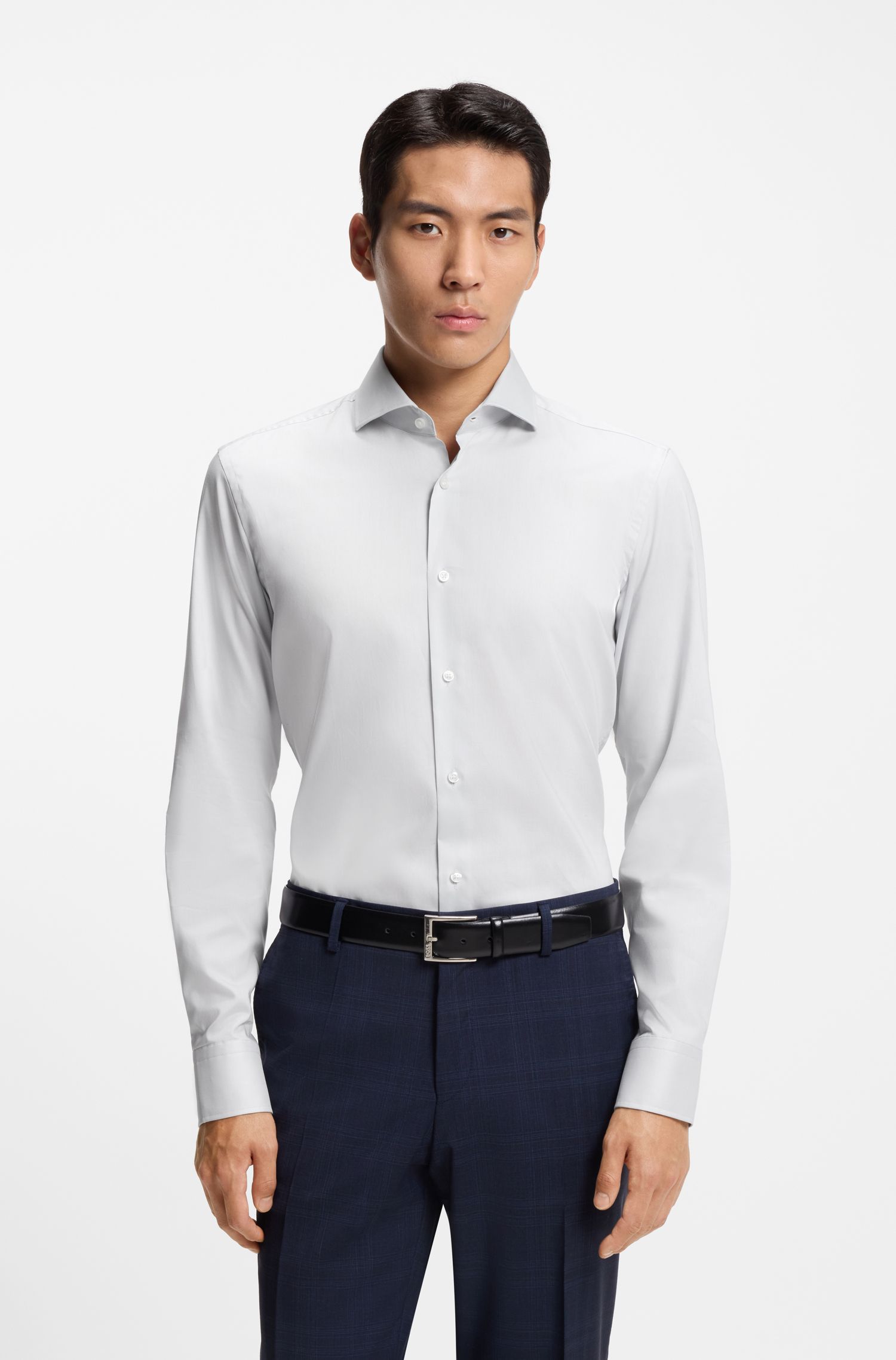 【BOSS博斯】易熨烫棉质府绸修身衬衫