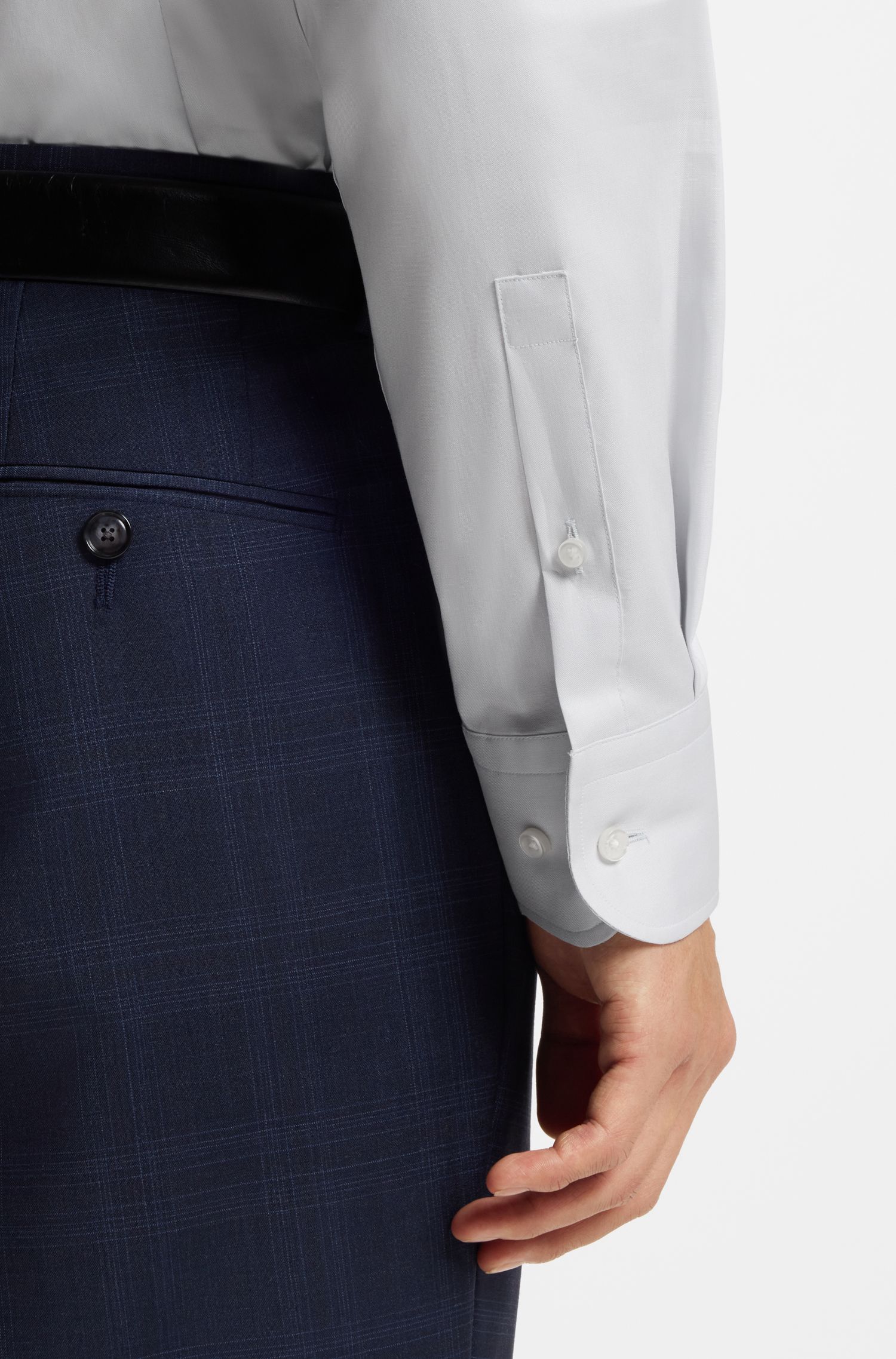 【BOSS博斯】易熨烫棉质府绸修身衬衫