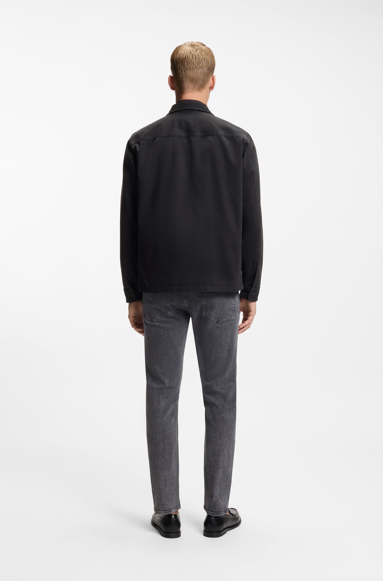 【BOSS博斯】拉链开合棉质斜纹布宽大版型外套衬衫