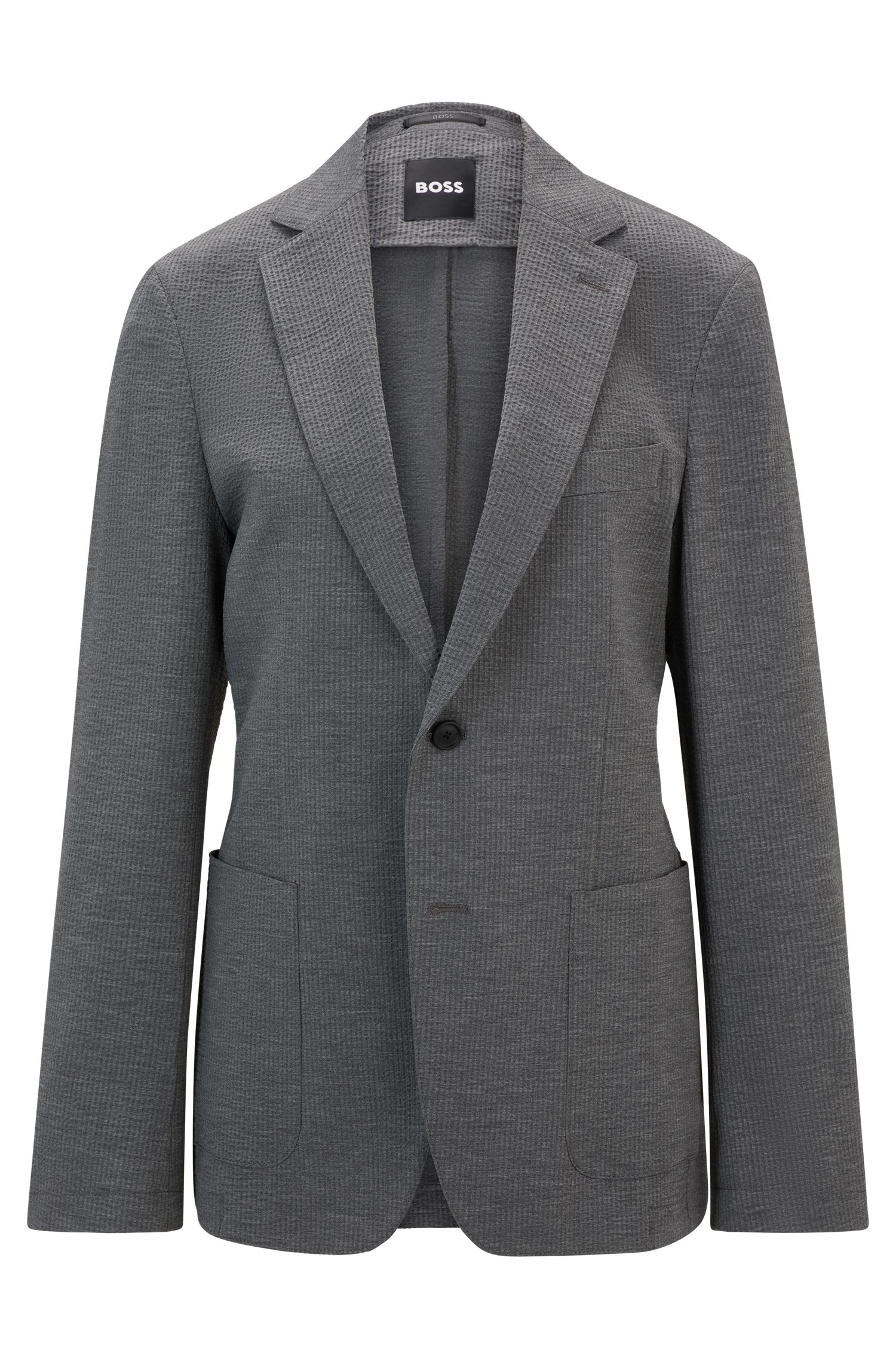 【BOSS博斯】弹力泡泡纱修身夹克