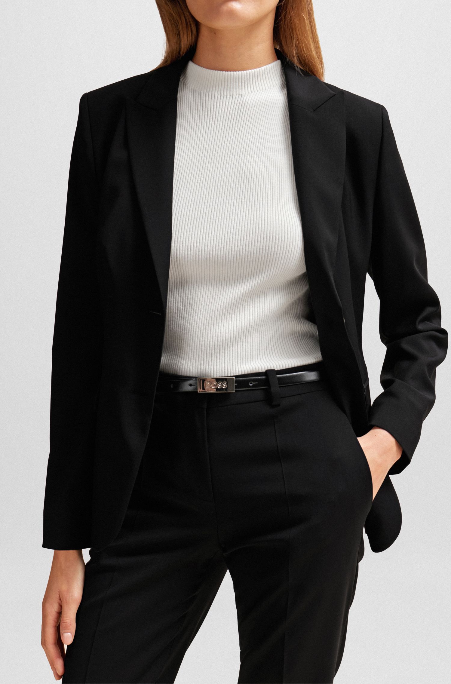 【BOSS博斯】翻盖口袋羊毛常规版型夹克