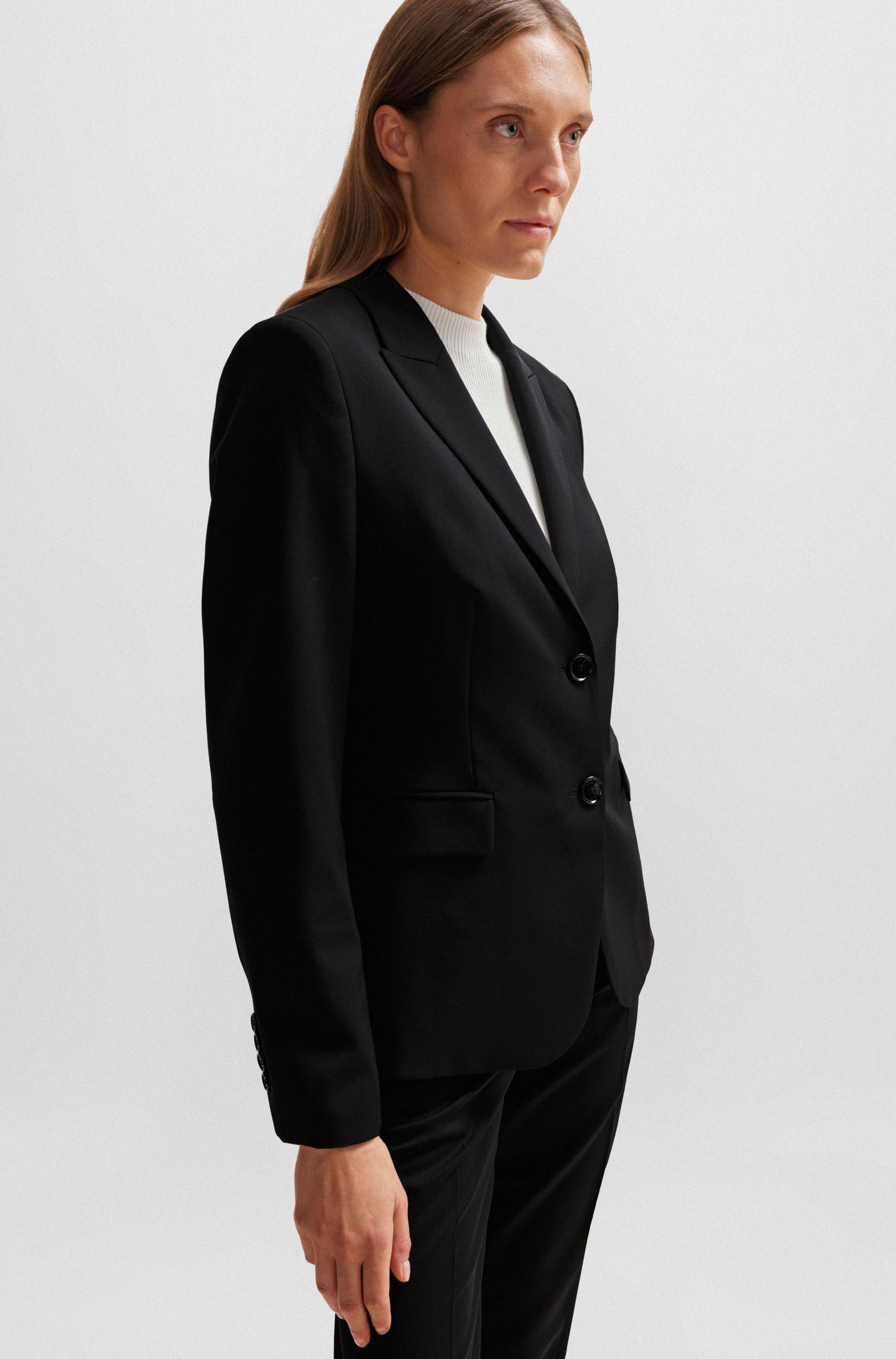 【BOSS博斯】翻盖口袋羊毛常规版型夹克