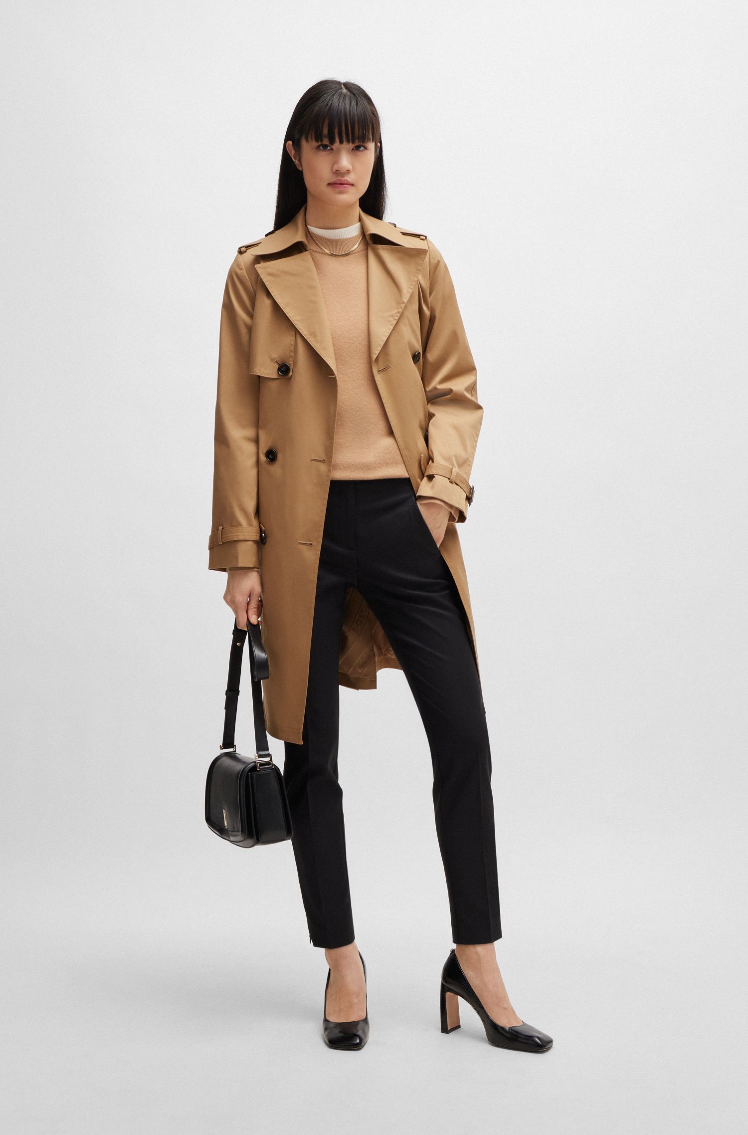 【BOSS博斯】搭扣腰带常规版型风衣