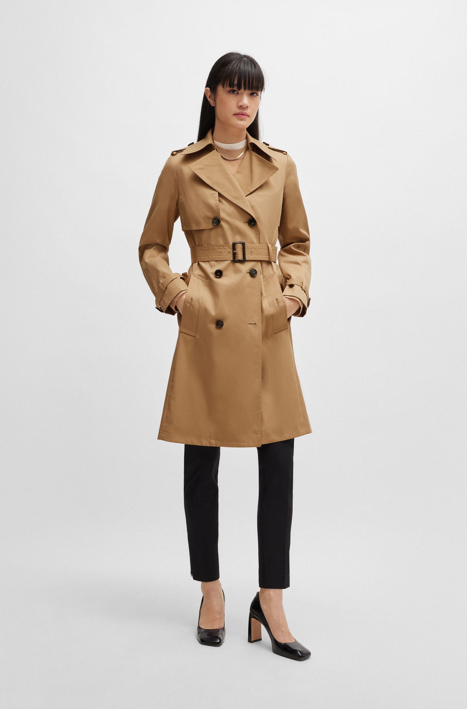 【BOSS博斯】搭扣腰带常规版型风衣