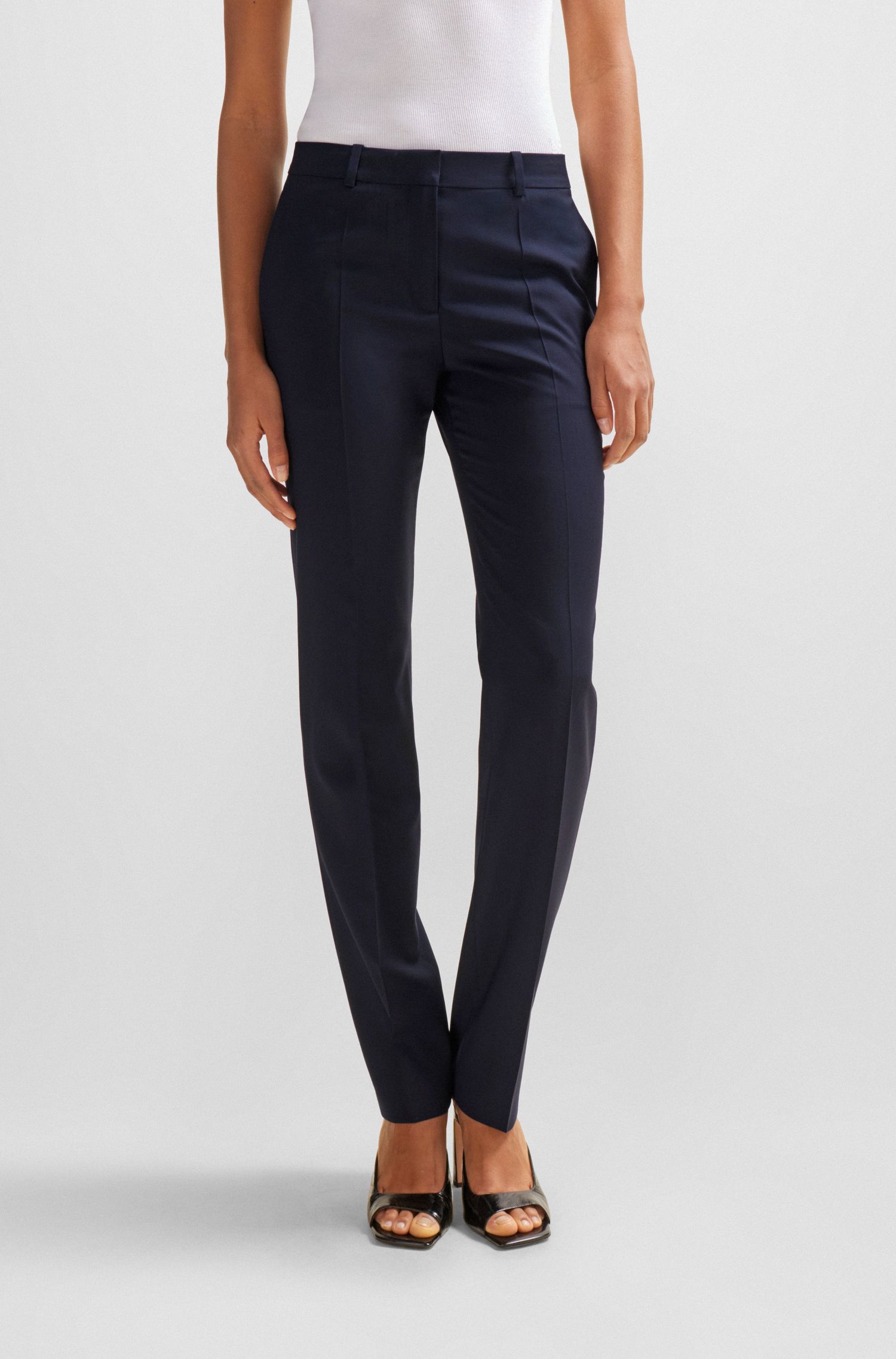 【BOSS博斯】常规版型羊毛高腰长裤