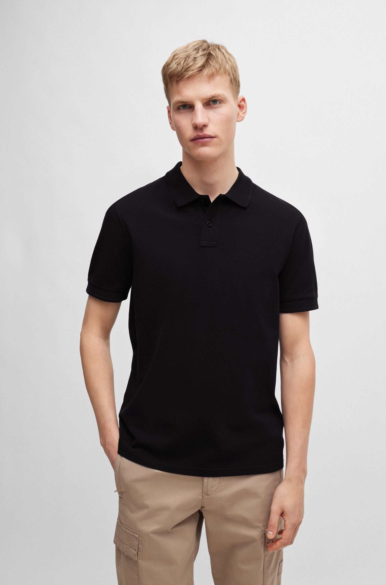 【BOSS博斯】徽标印花棉质珠地布 Polo 衫