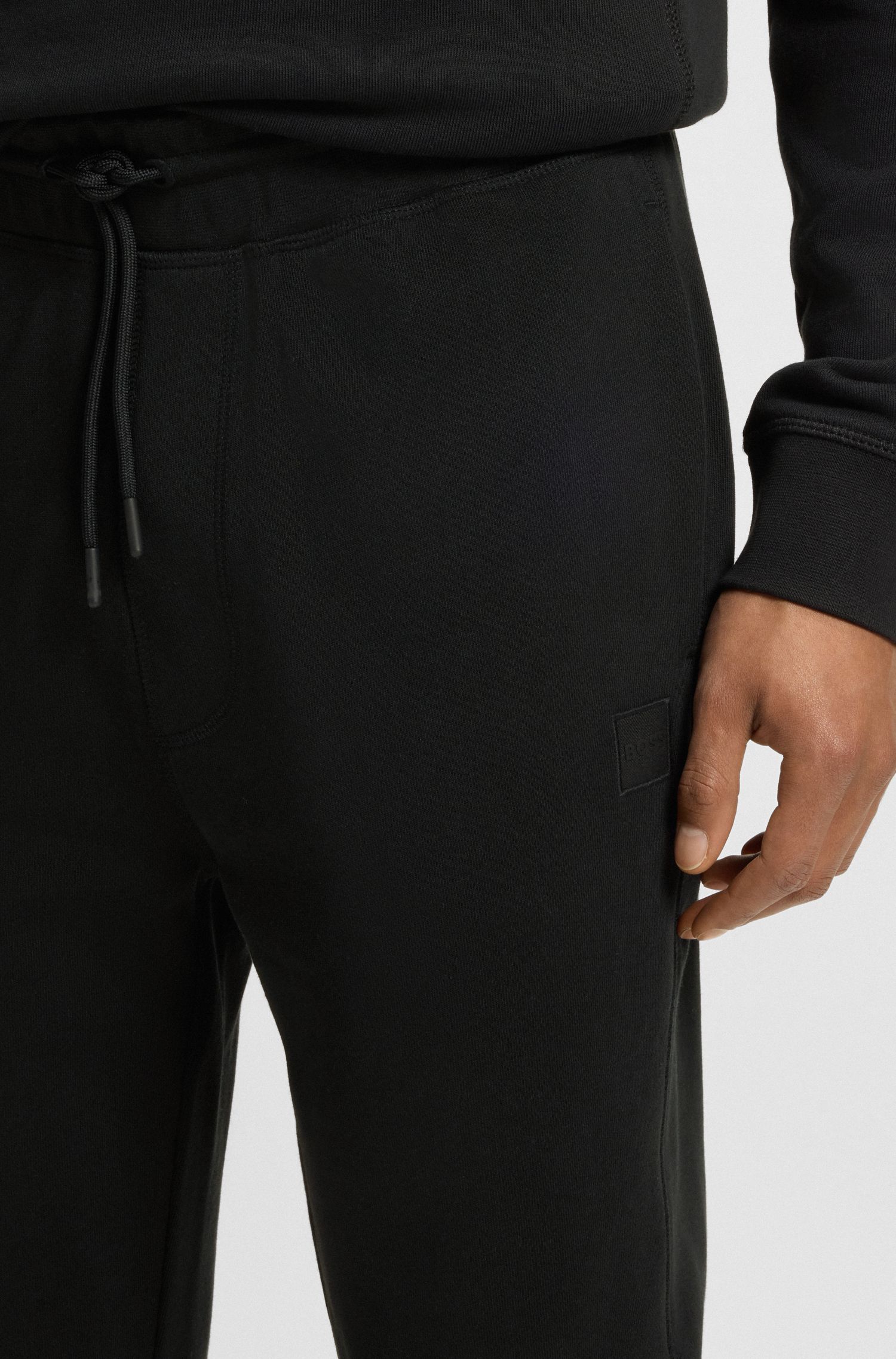 【BOSS博斯】徽标饰片棉质毛圈布运动裤