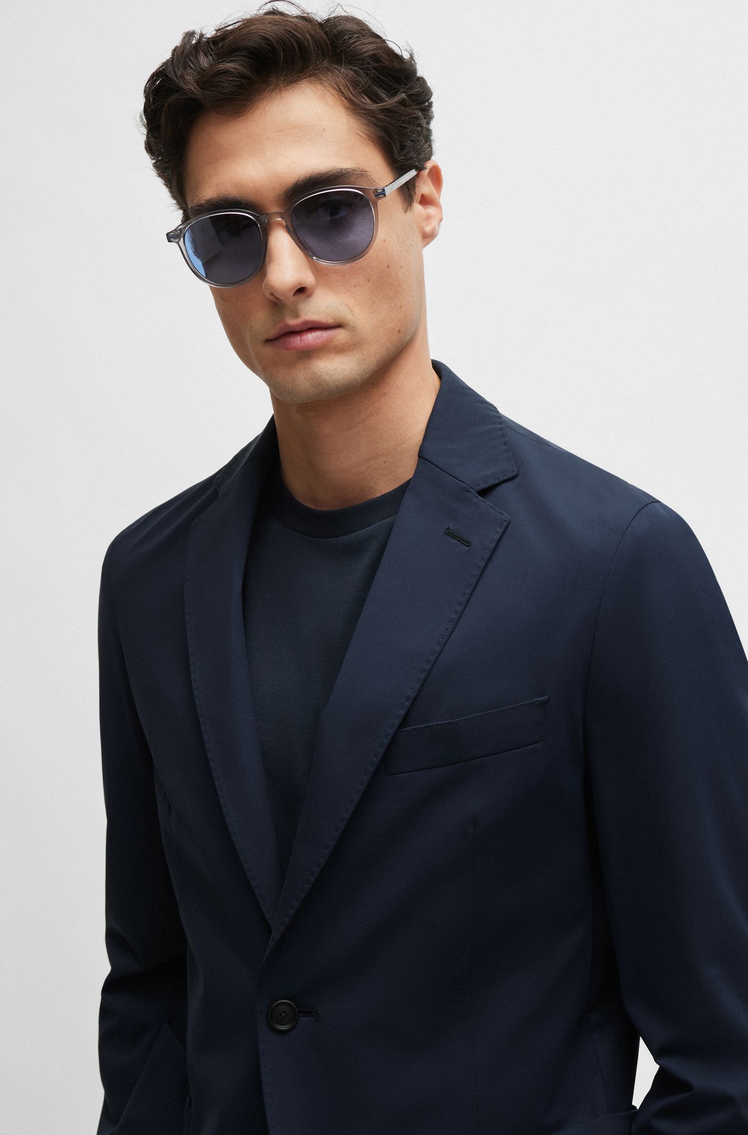 【BOSS博斯】弹力平纹针织布修身夹克