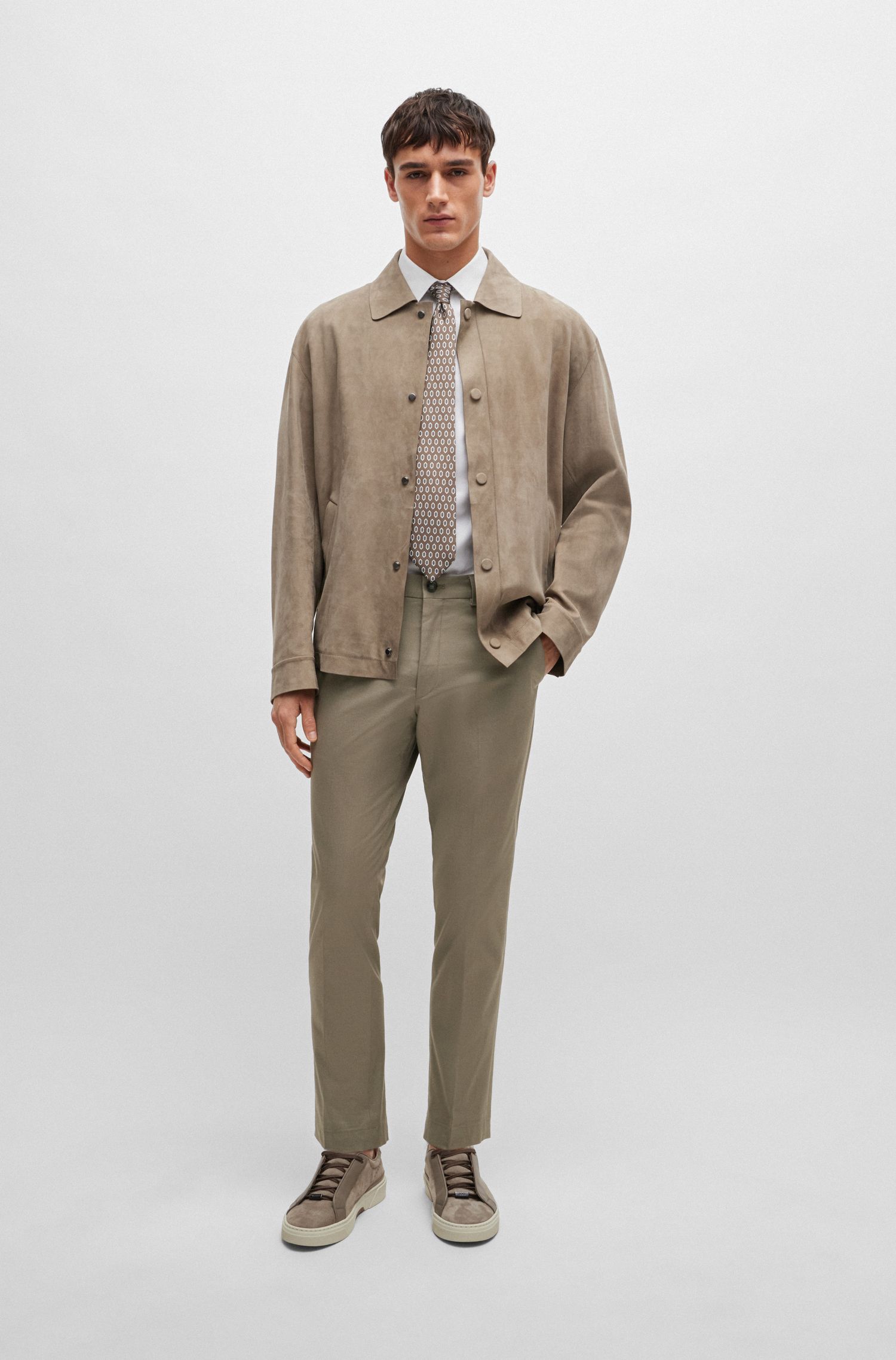 【BOSS博斯】混纺弹力棉质修身长裤