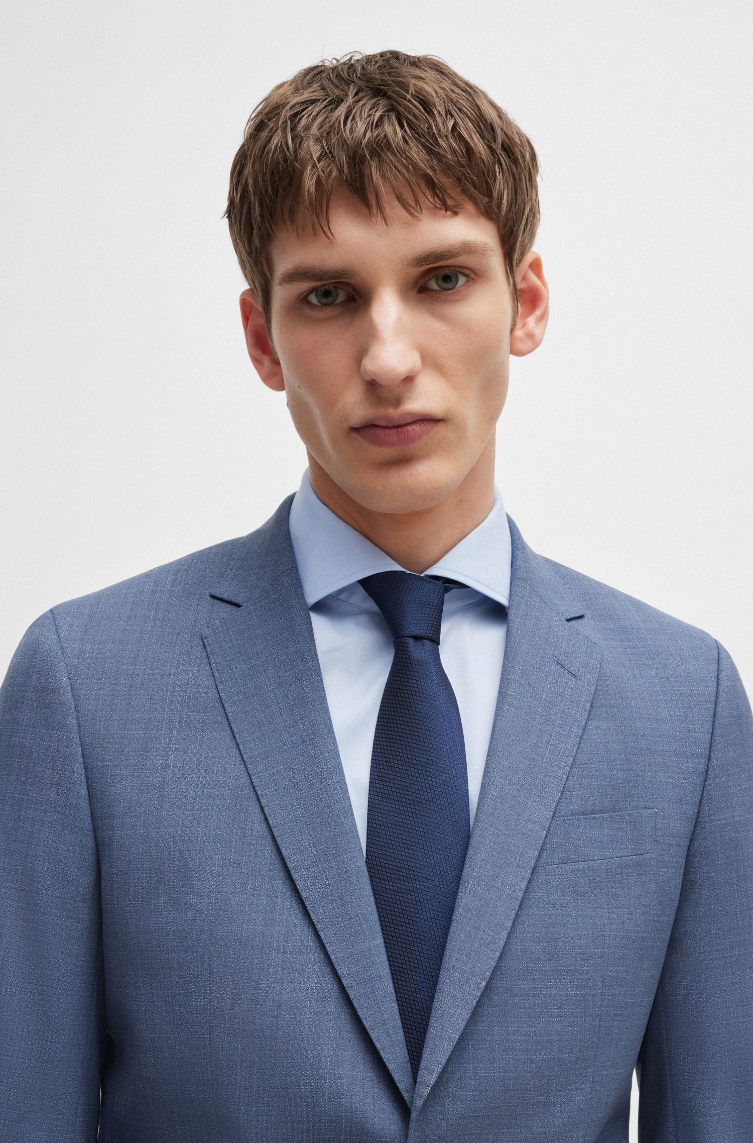 【BOSS博斯】图案式弹性面料修身西装