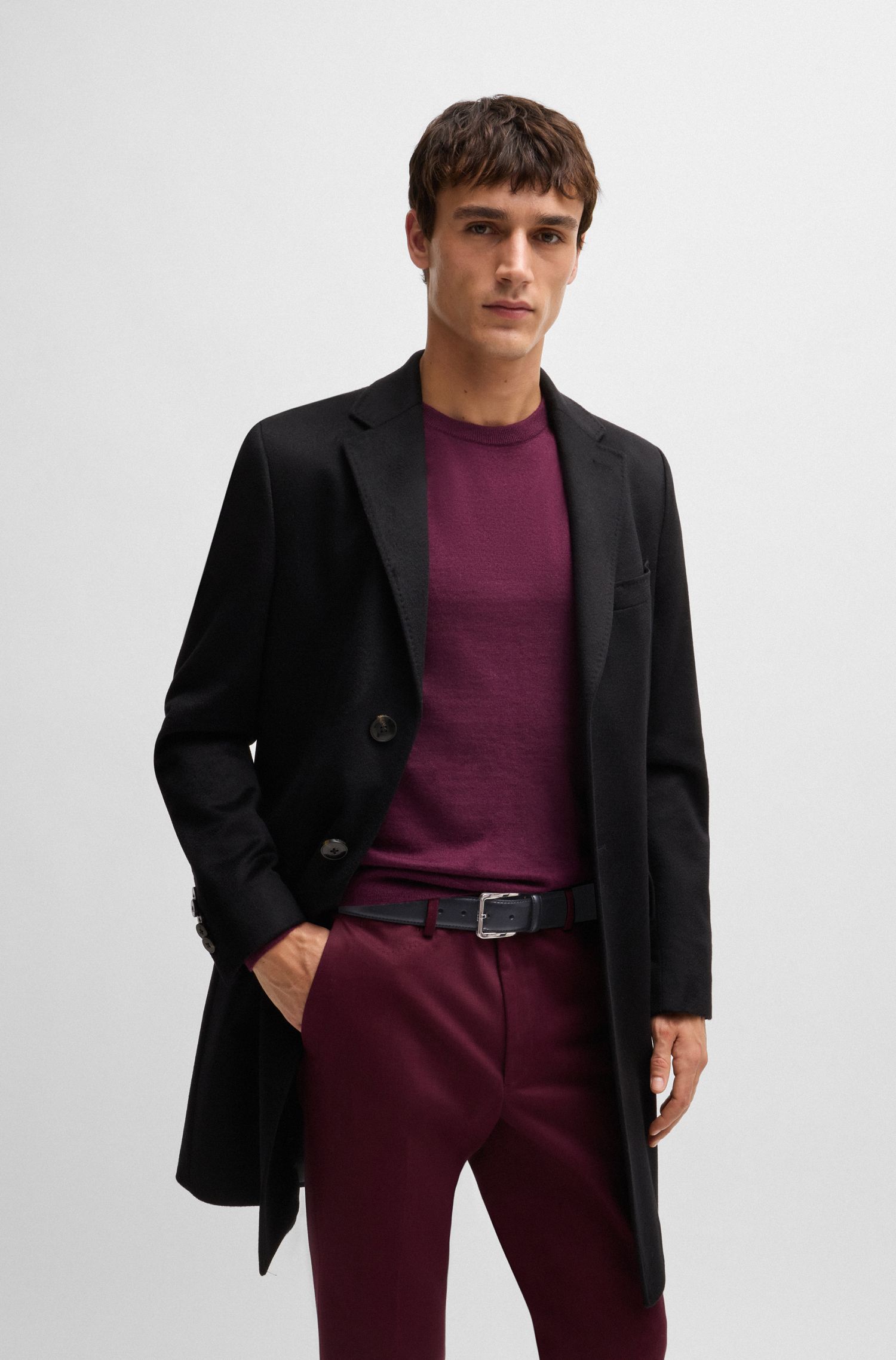 【BOSS博斯】意大利对比缝线皮带