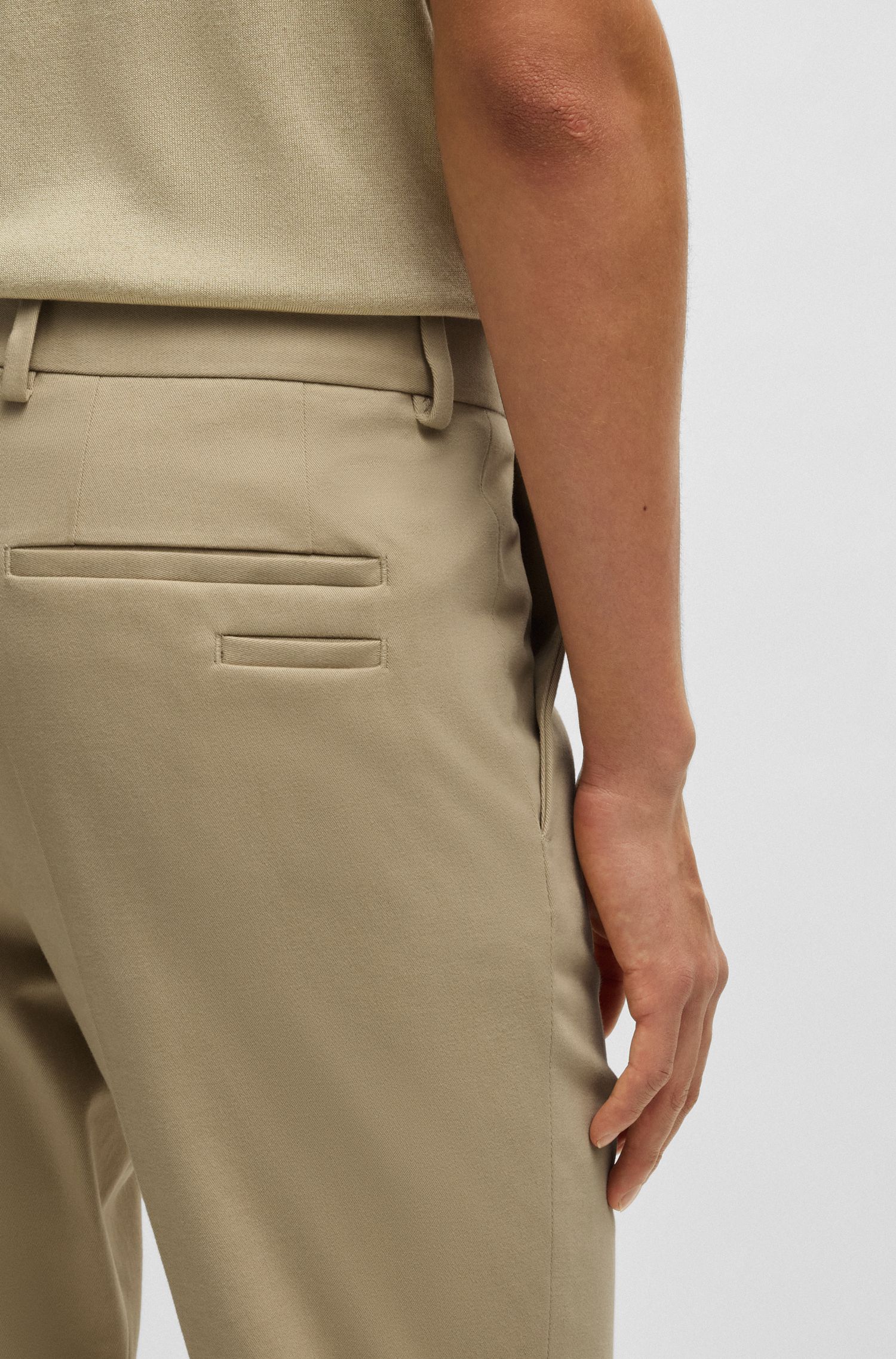 【BOSS博斯】弹力棉质和羊绒混纺修身长裤