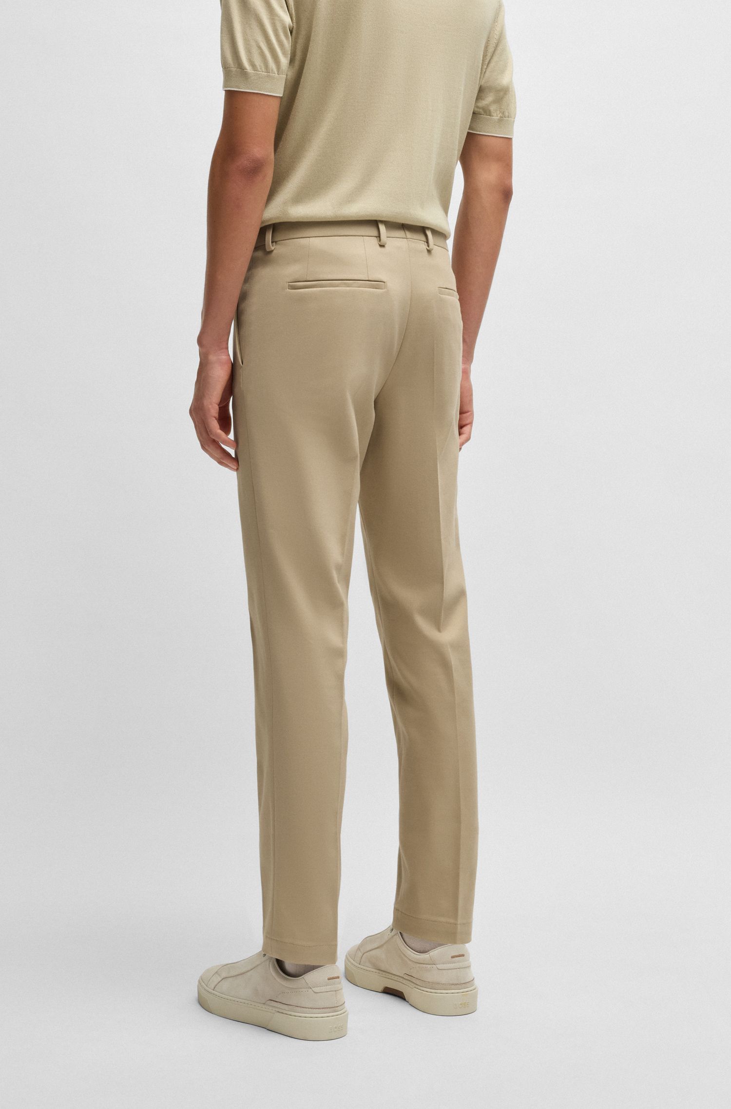 【BOSS博斯】弹力棉质和羊绒混纺修身长裤