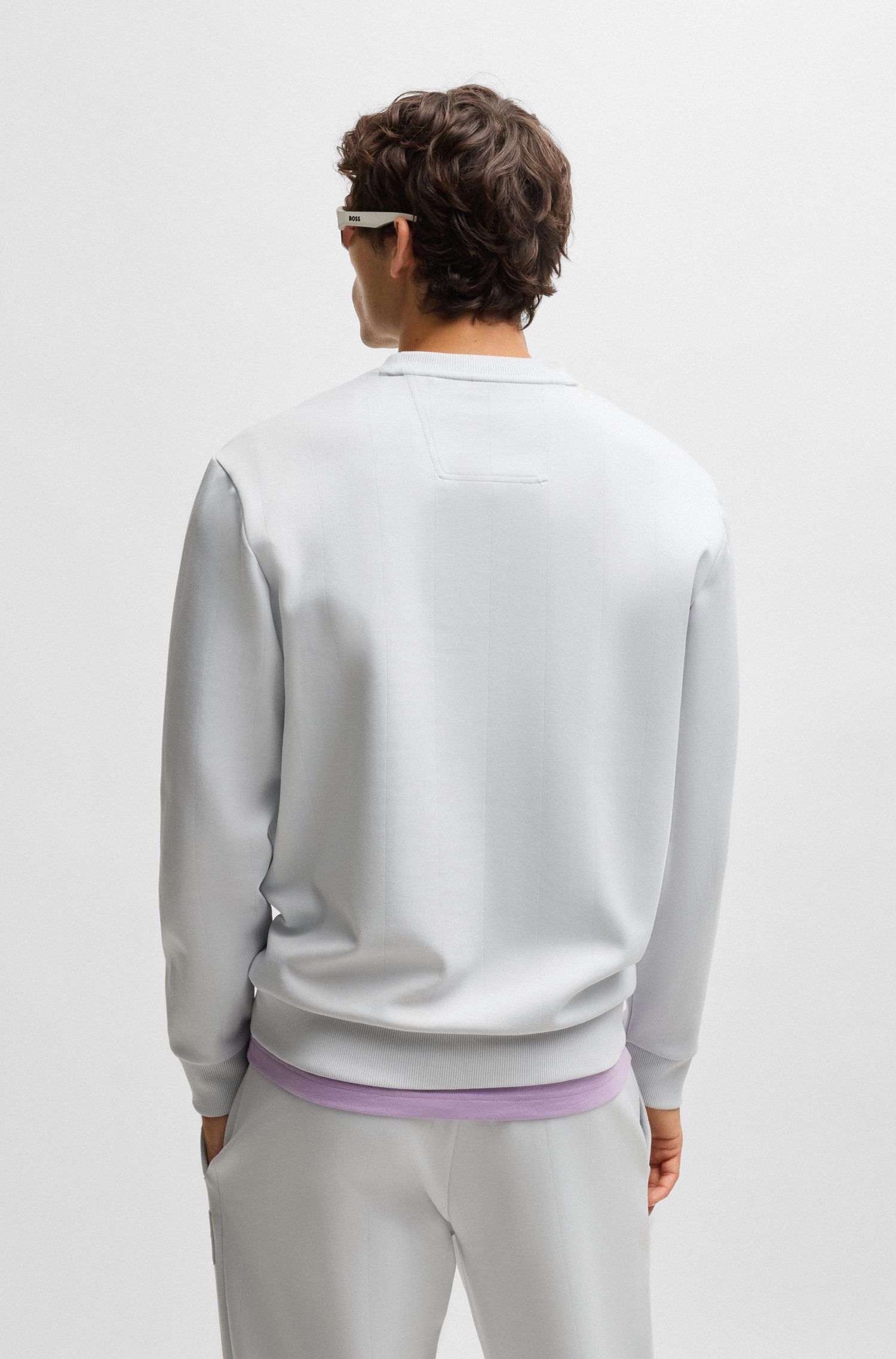 【BOSS博斯】落针缝线棉质混纺运动衫