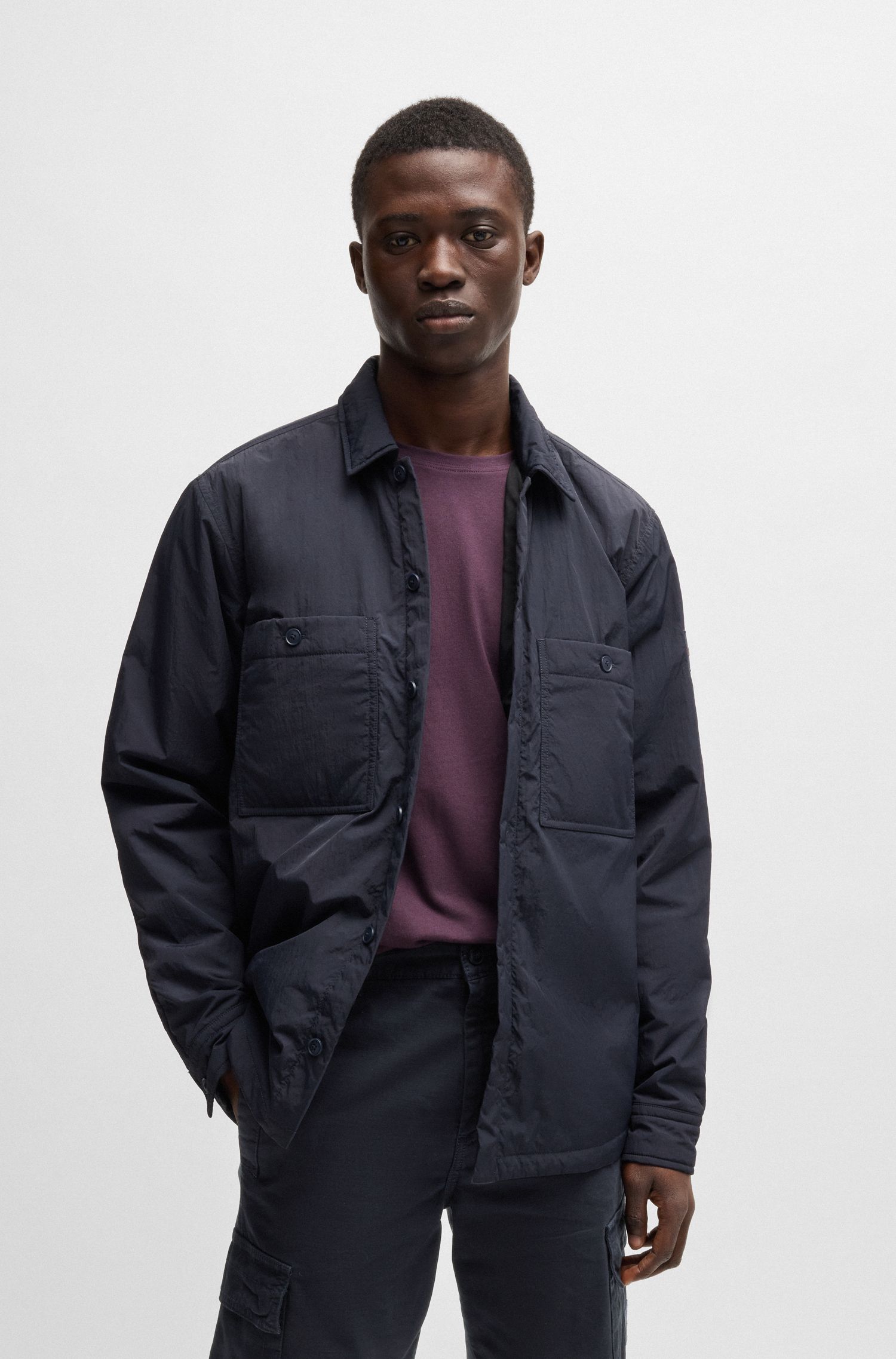 【BOSS博斯】褶皱面料轻盈填充外套衬衫