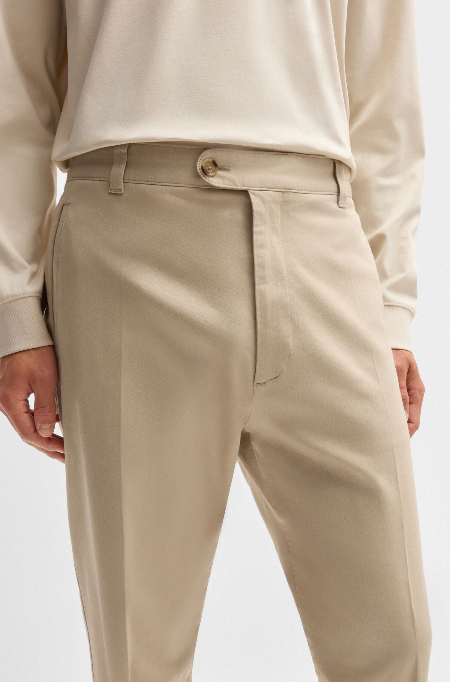 【BOSS博斯】弹力棉质多臂提花直筒版型长裤