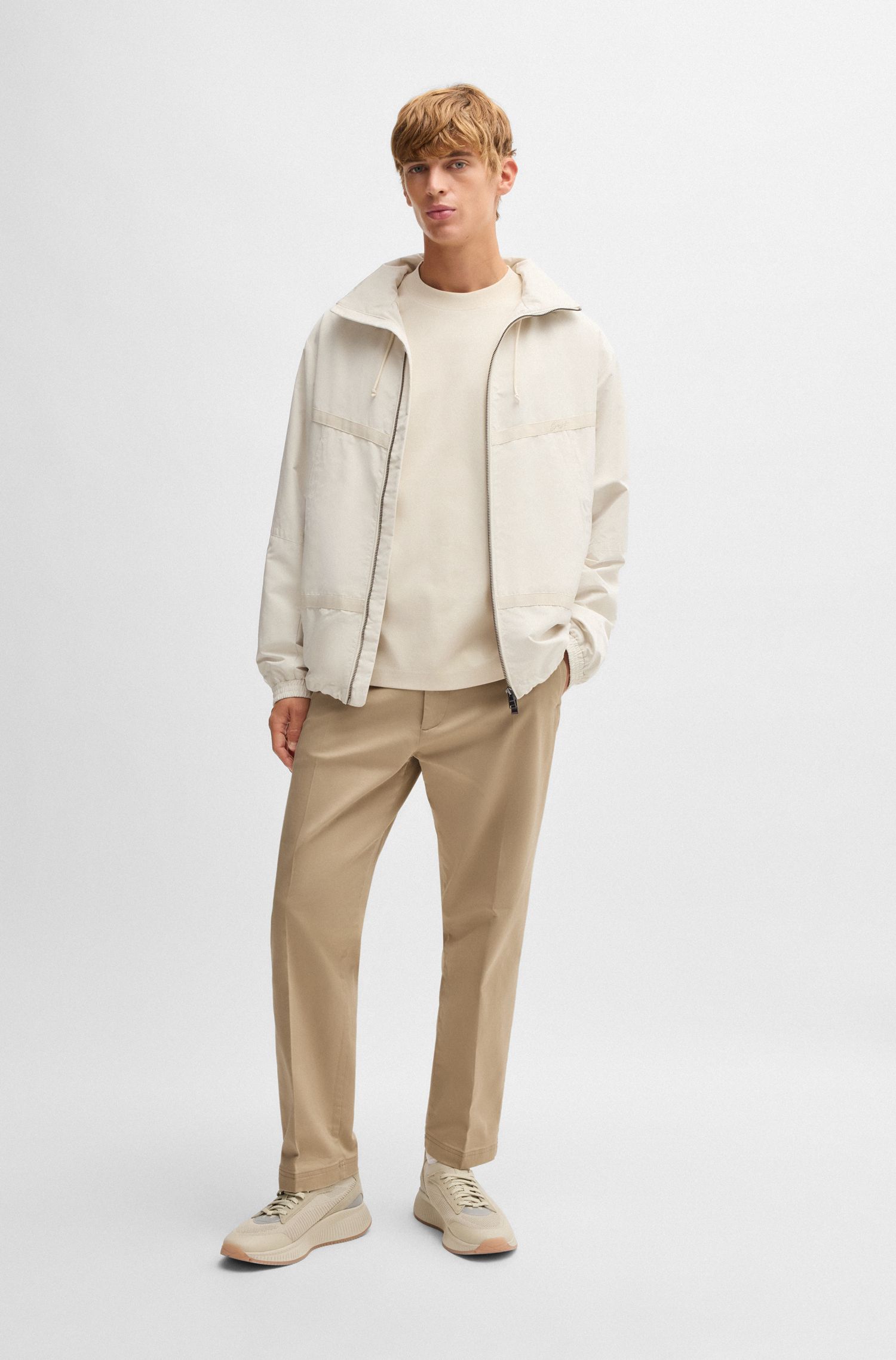 【BOSS博斯】弹力棉质多臂提花直筒版型长裤