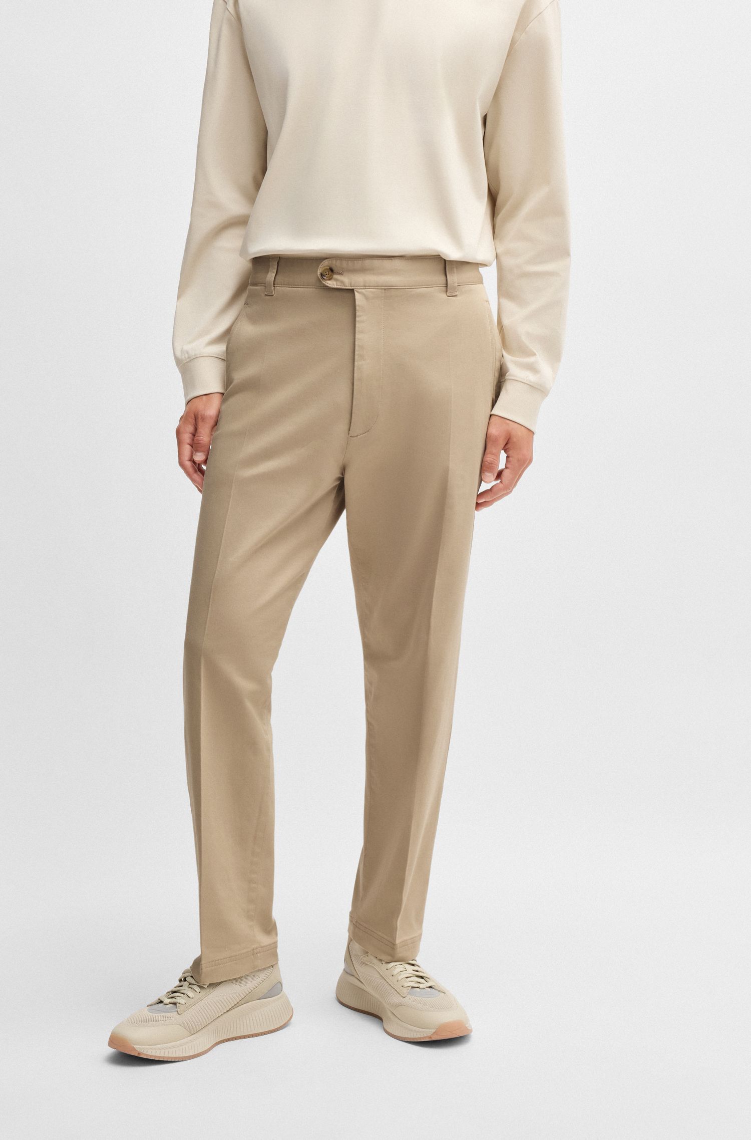 【BOSS博斯】弹力棉质多臂提花直筒版型长裤