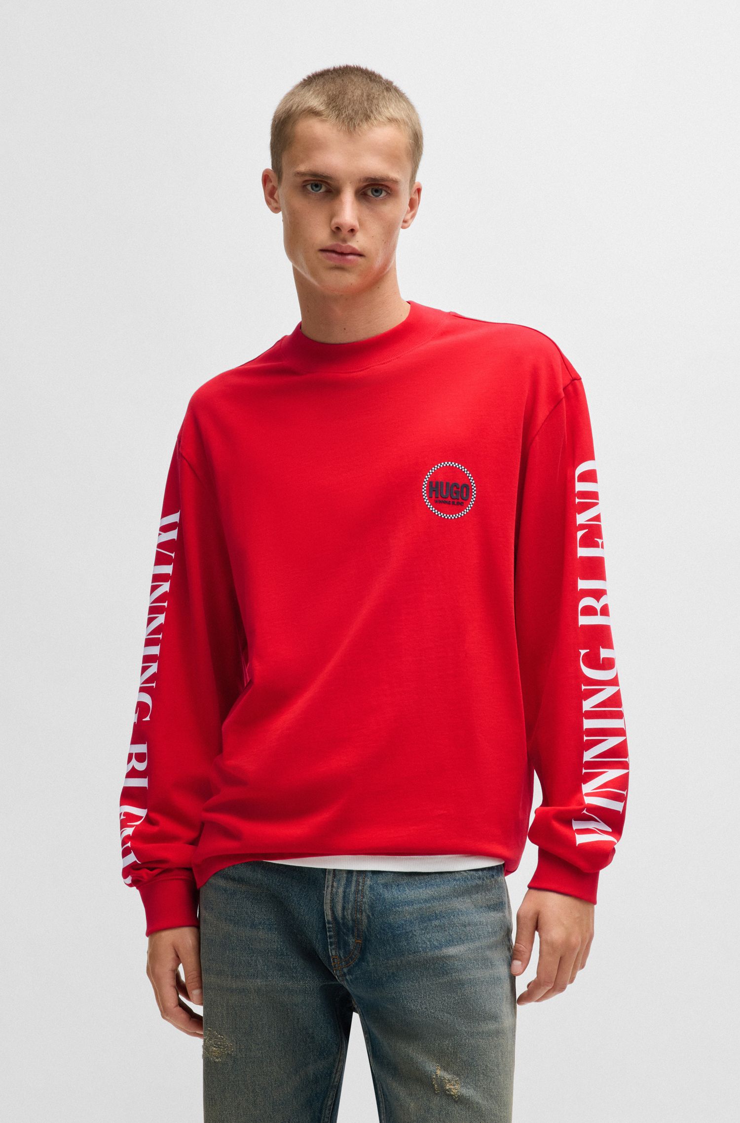 【HUGO雨果】赛车风印花棉质宽松 T 恤