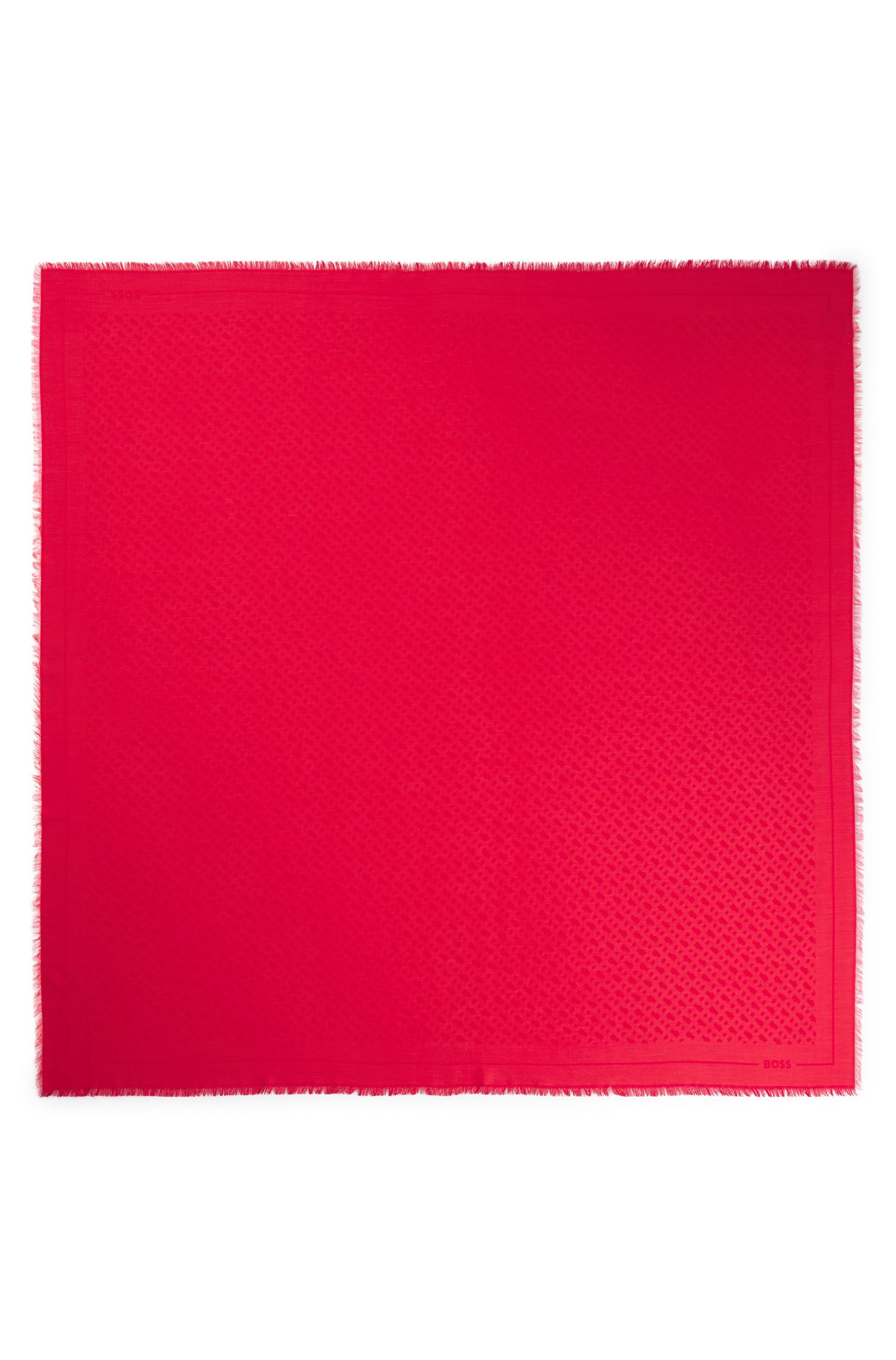 【BOSS博斯】莫代尔和羊毛混纺交织字母提花围巾