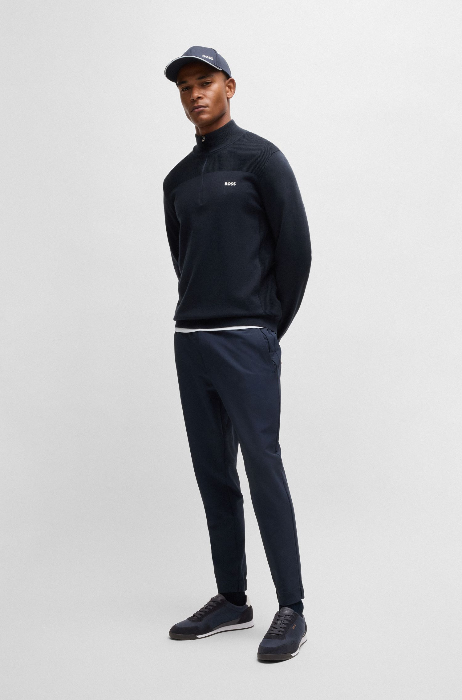 【BOSS博斯】混合材质系带运动鞋