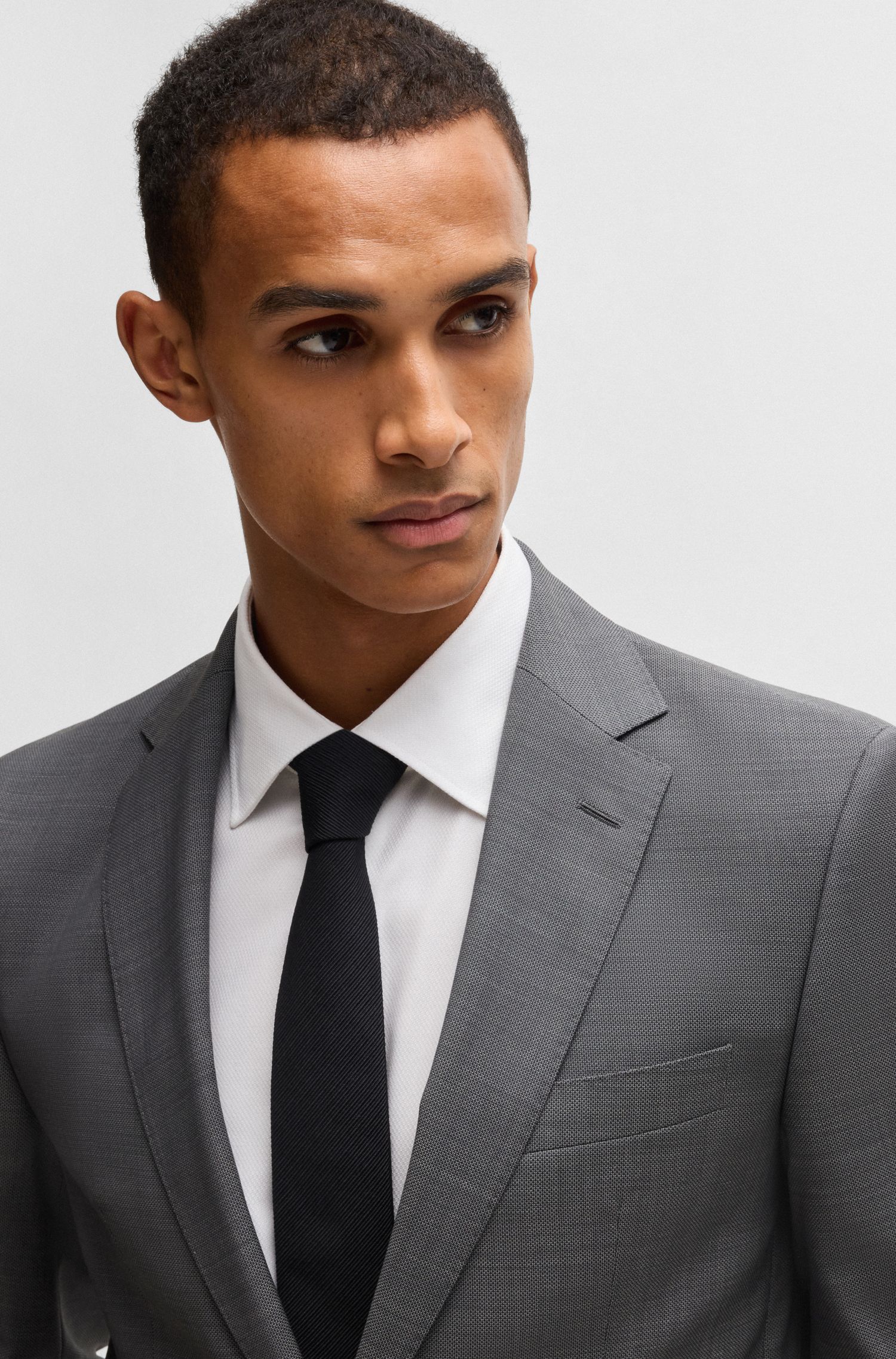 【BOSS博斯】常规版型微图案羊毛西装套装