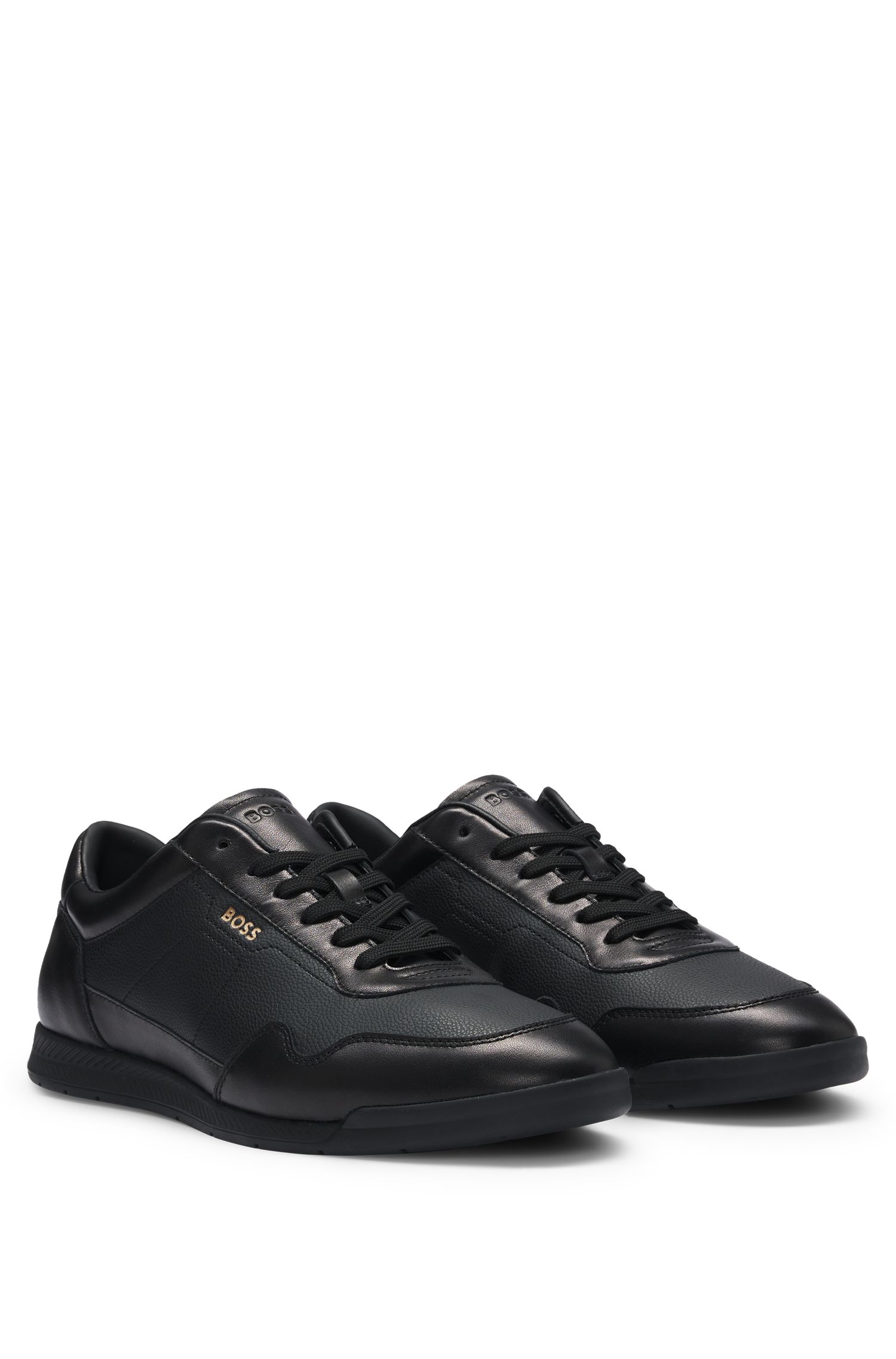 【BOSS博斯】金色品牌标识人造革运动鞋