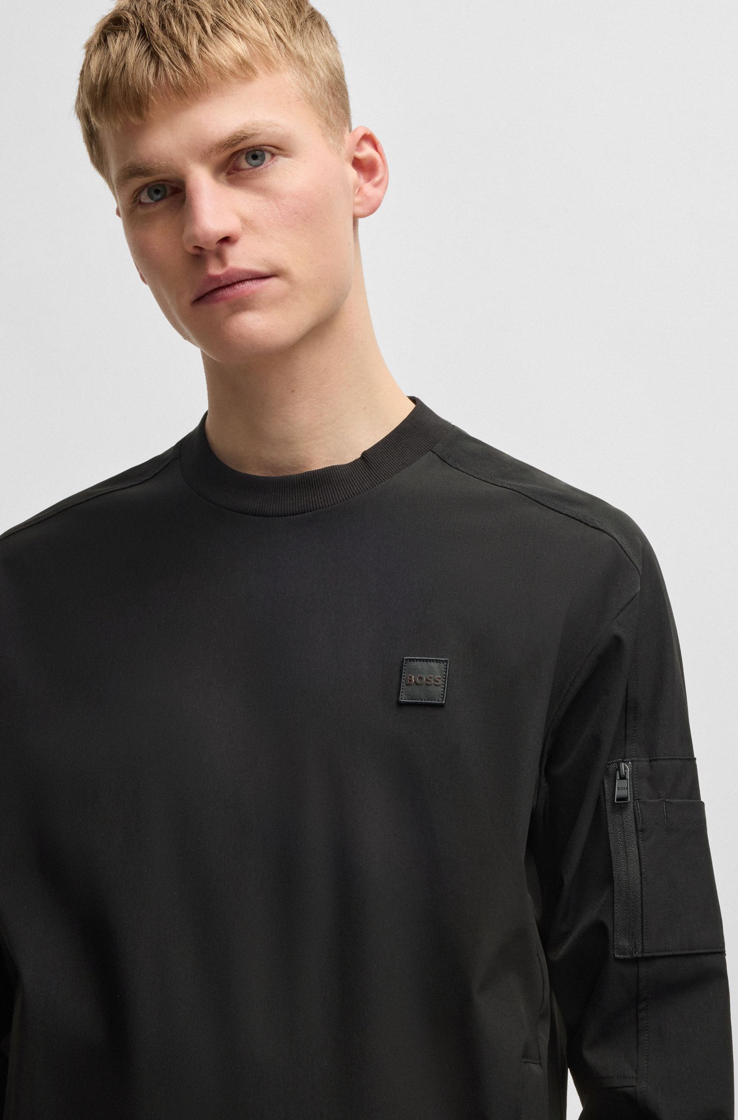 【BOSS博斯】拉链袖袋设计运动衫