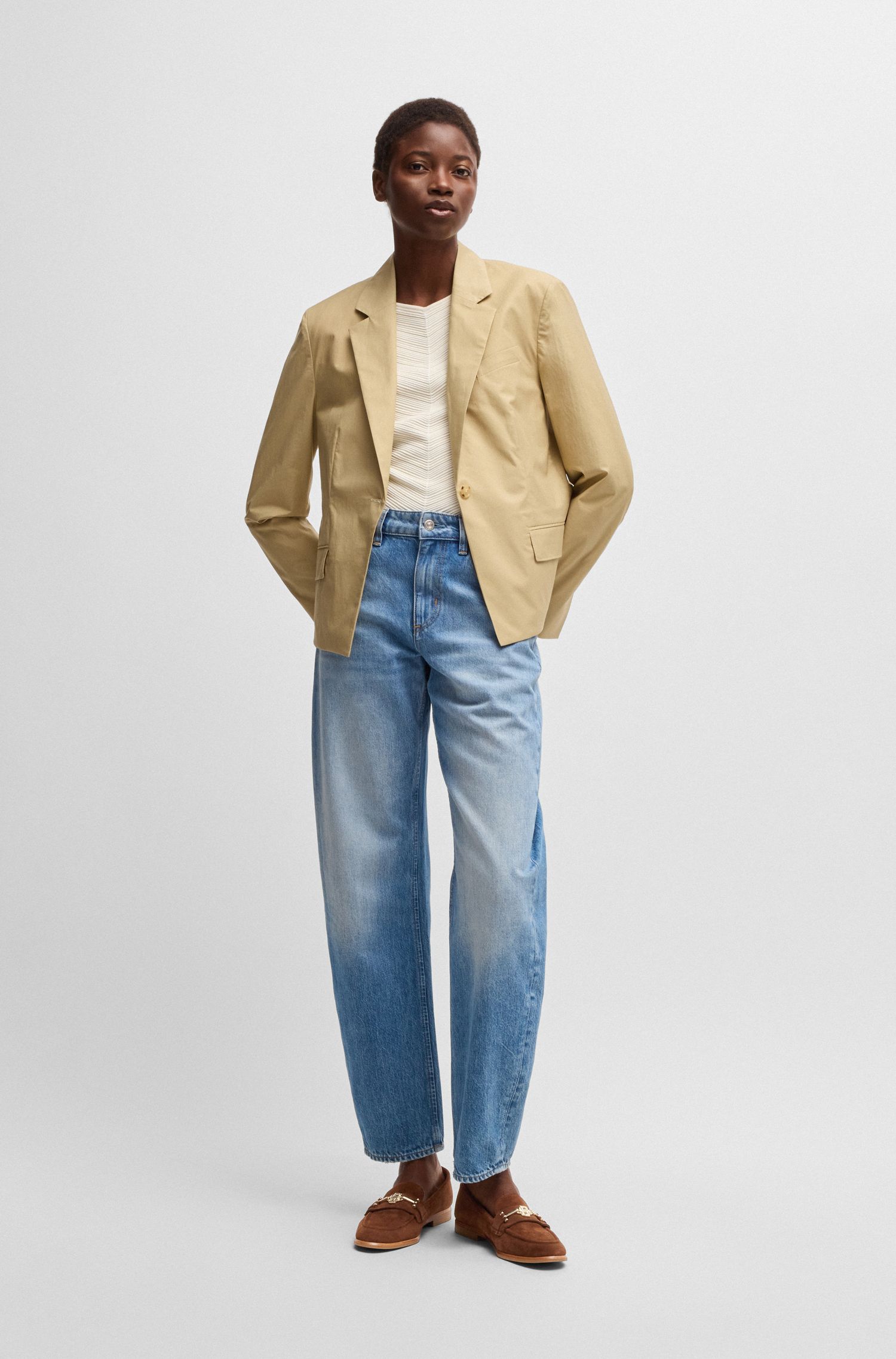 【BOSS博斯】双 B 造型交织字母装饰乐福鞋