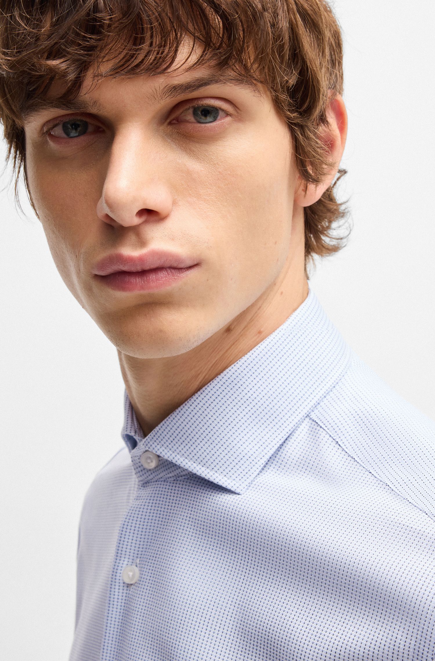 【BOSS博斯】纹理棉质常规版型衬衫